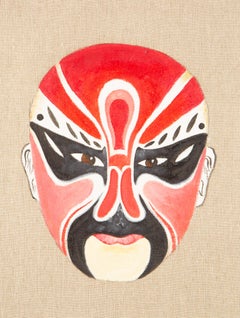 Zhifei Lin Contemporary Original Oil On Canvas "Peking Opera - Red"