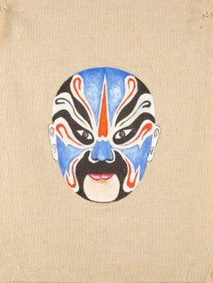 Zhifei Lin Contemporary Original Oil Painting "Peking Opera - Blue 1"