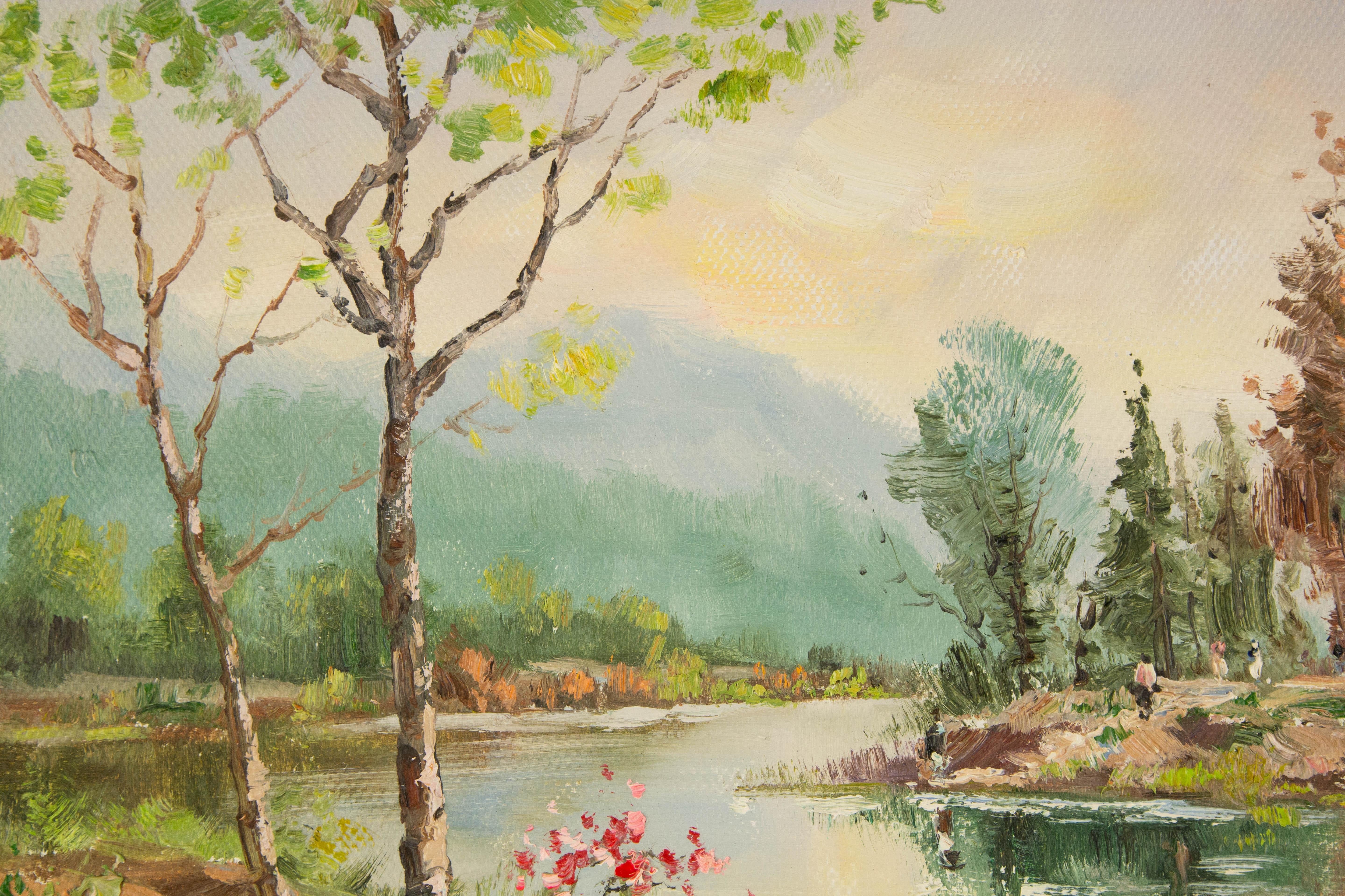 ZhiJun Hu Landschaft, Original, Ölgemälde auf Leinwand, „My Village Trip“ im Angebot 1