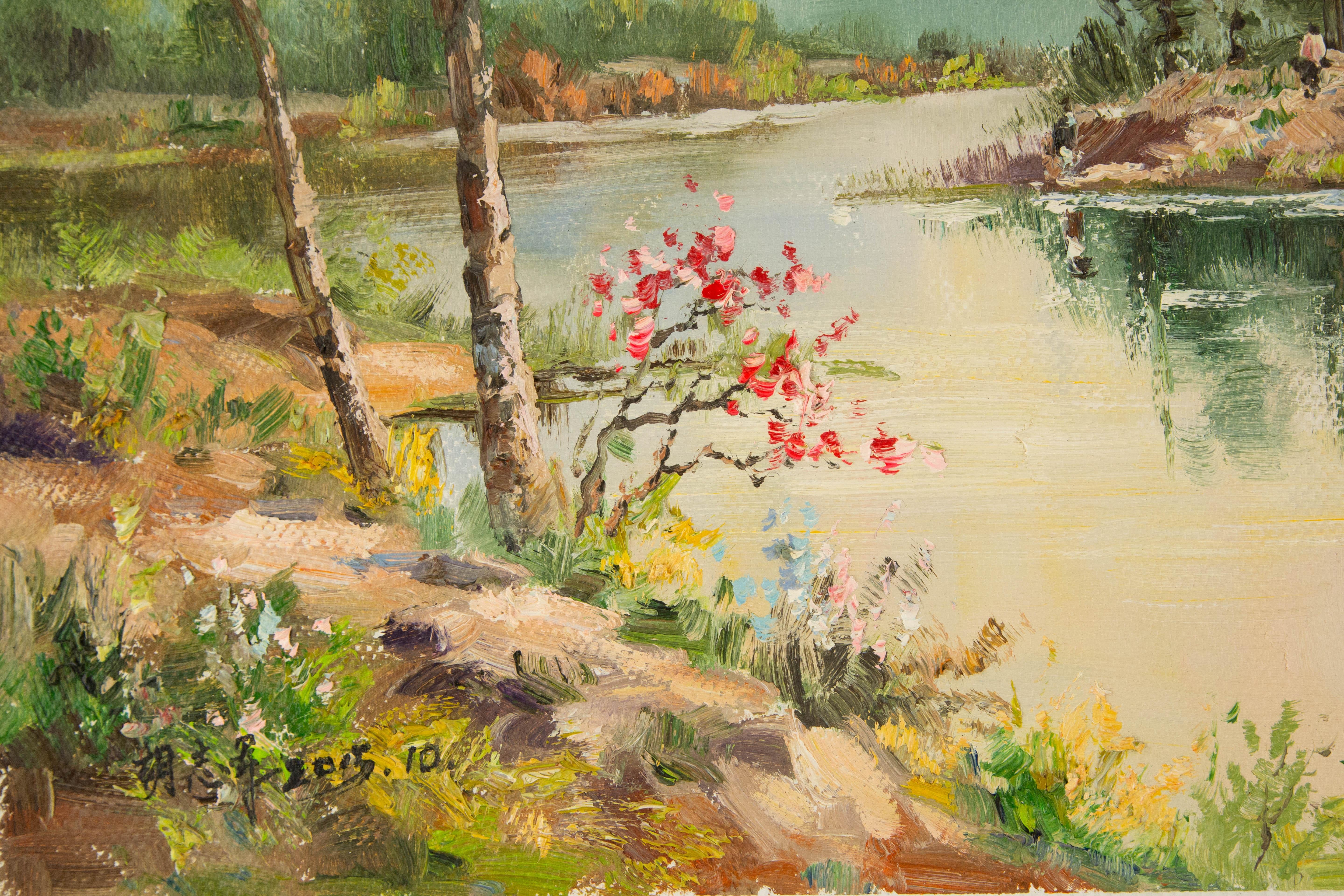 ZhiJun Hu Landschaft, Original, Ölgemälde auf Leinwand, „My Village Trip“ im Angebot 2