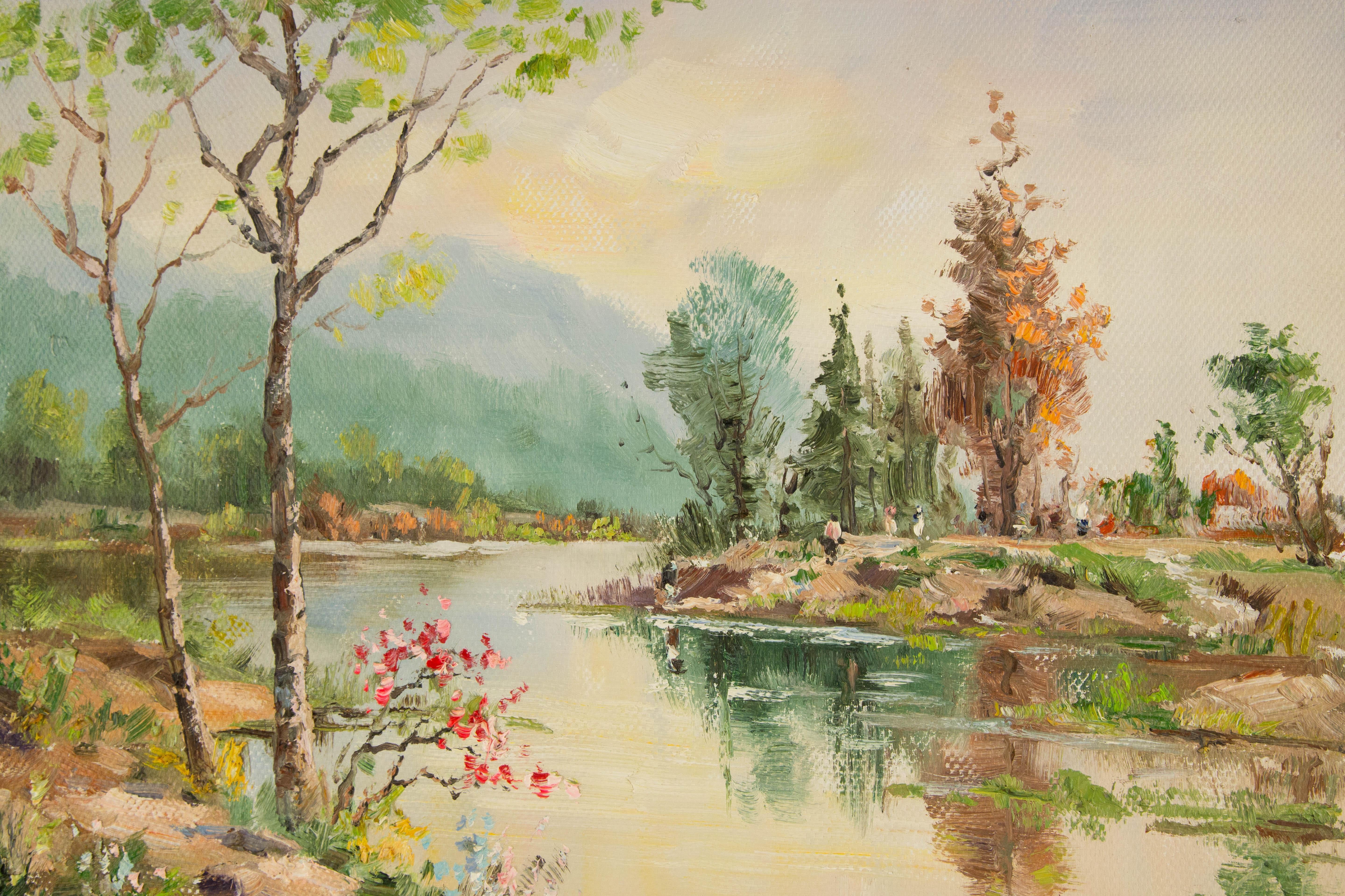 ZhiJun Hu Landschaft, Original, Ölgemälde auf Leinwand, „My Village Trip“ im Angebot 3