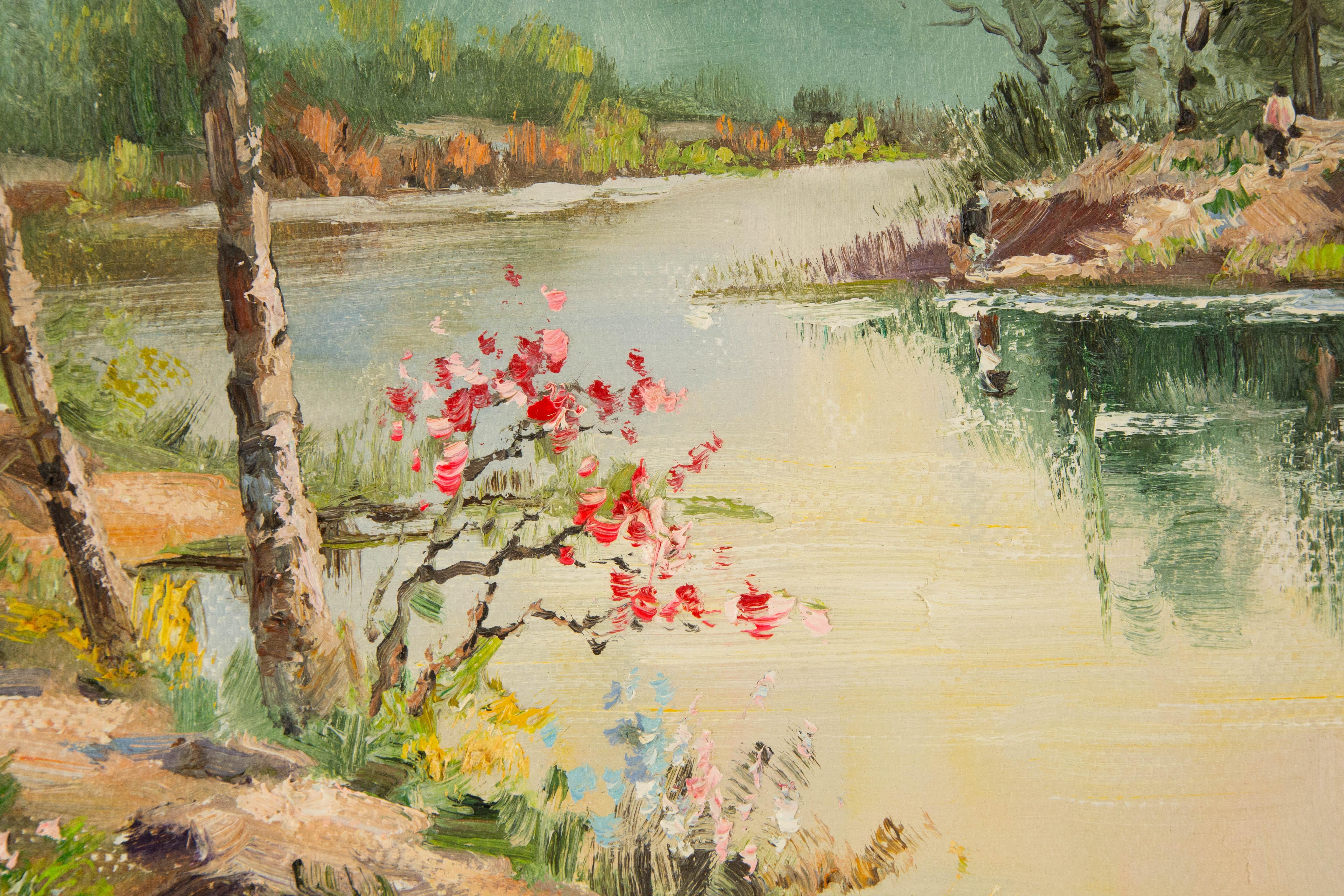 ZhiJun Hu Landschaft, Original, Ölgemälde auf Leinwand, „My Village Trip“ im Angebot 5