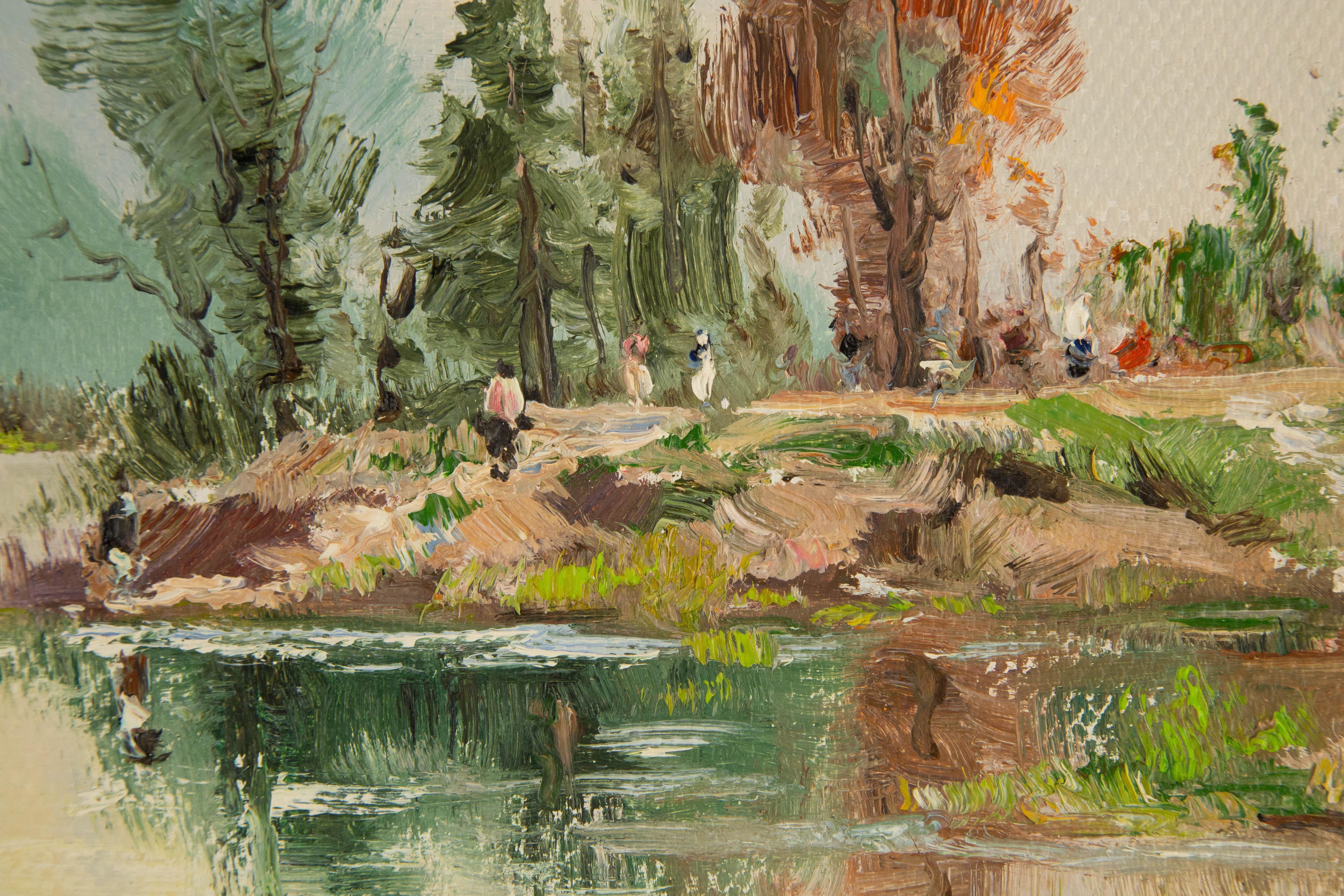 ZhiJun Hu Landschaft, Original, Ölgemälde auf Leinwand, „My Village Trip“ im Angebot 6