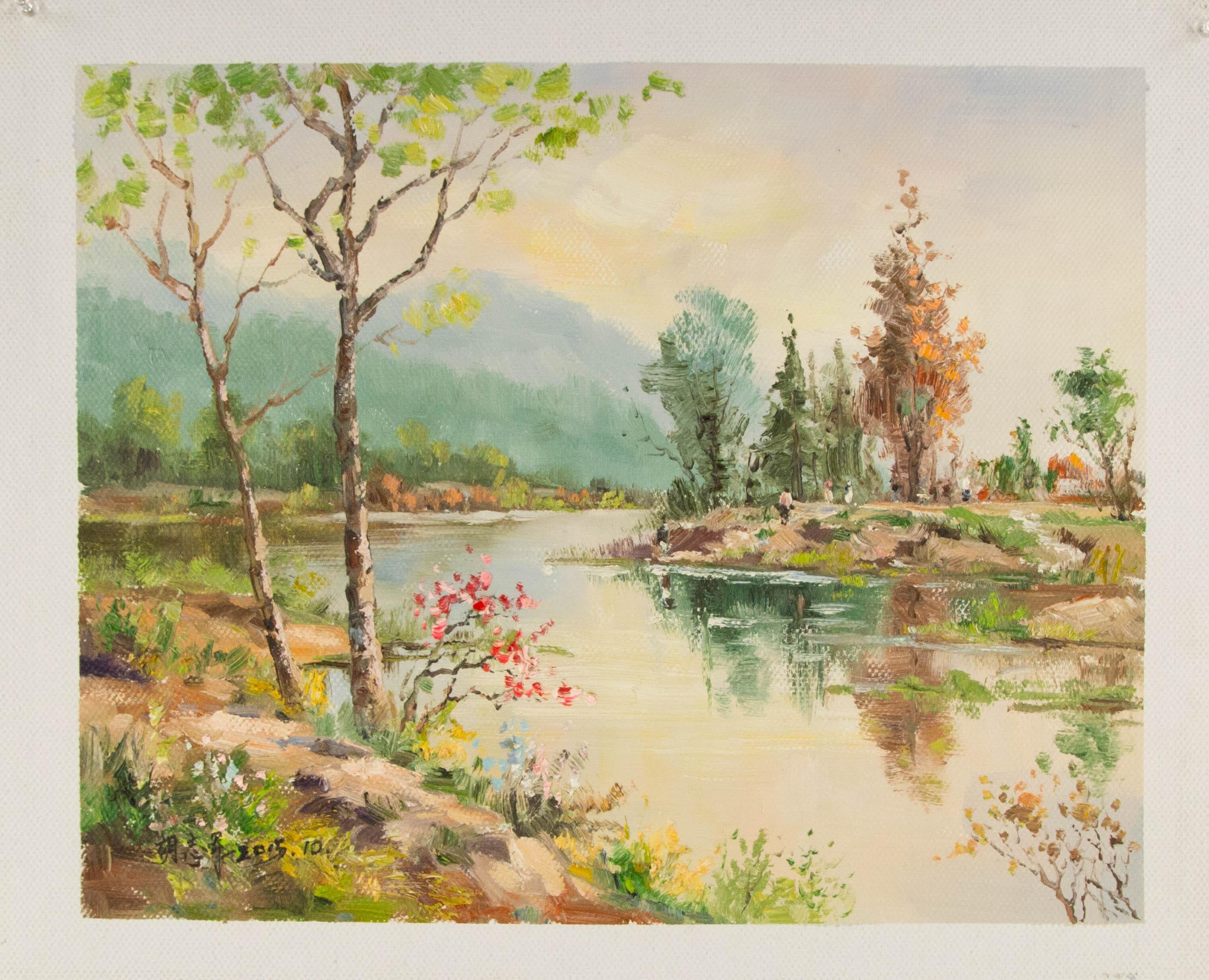 ZhiJun Hu Landschaft, Original, Ölgemälde auf Leinwand, „My Village Trip“ im Angebot 8