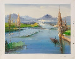 Zhikai Zhou Landscape Original Oil On Canvas "Far Away"