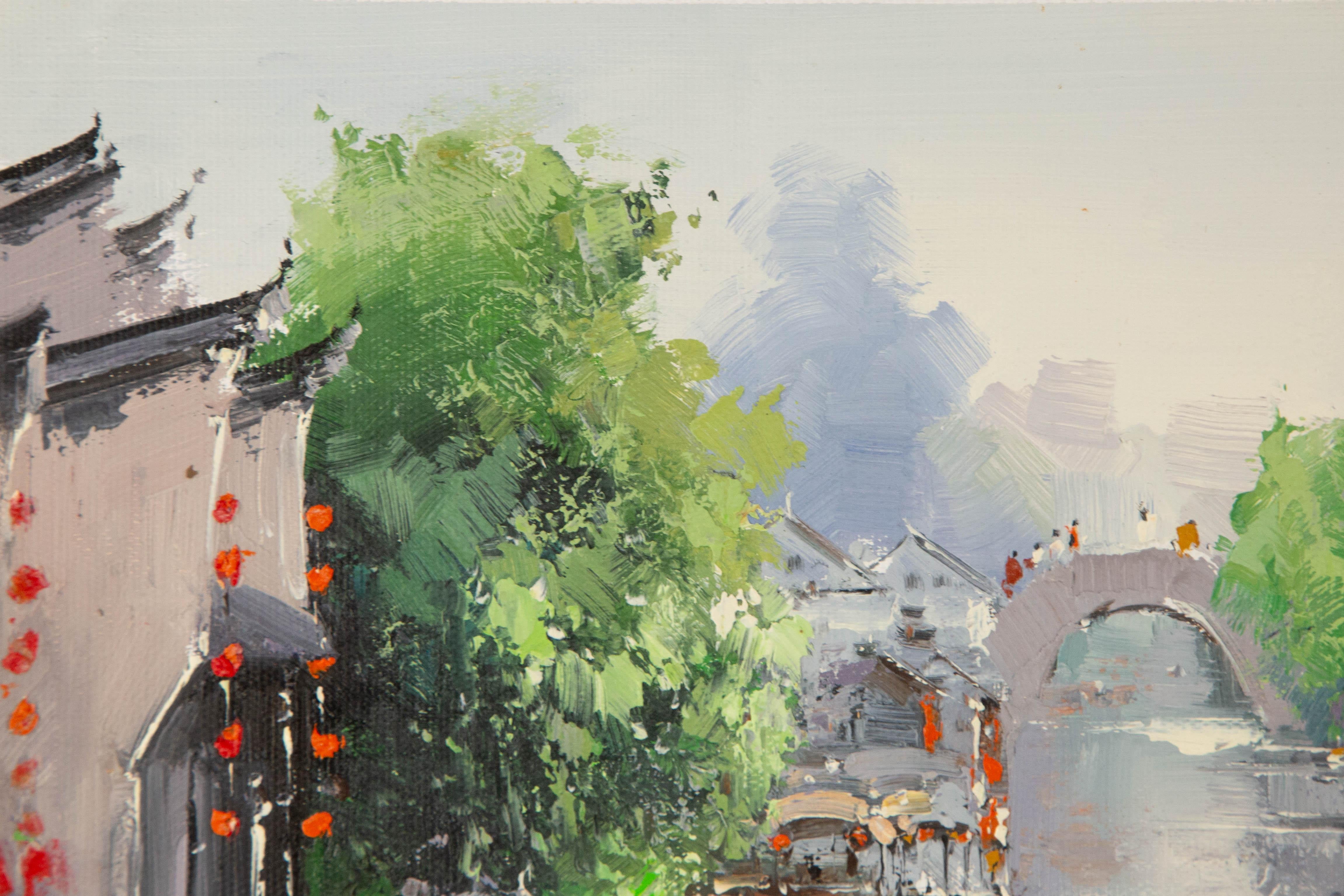 Zhikai Zhou Landscape Original Oil On Canvas 