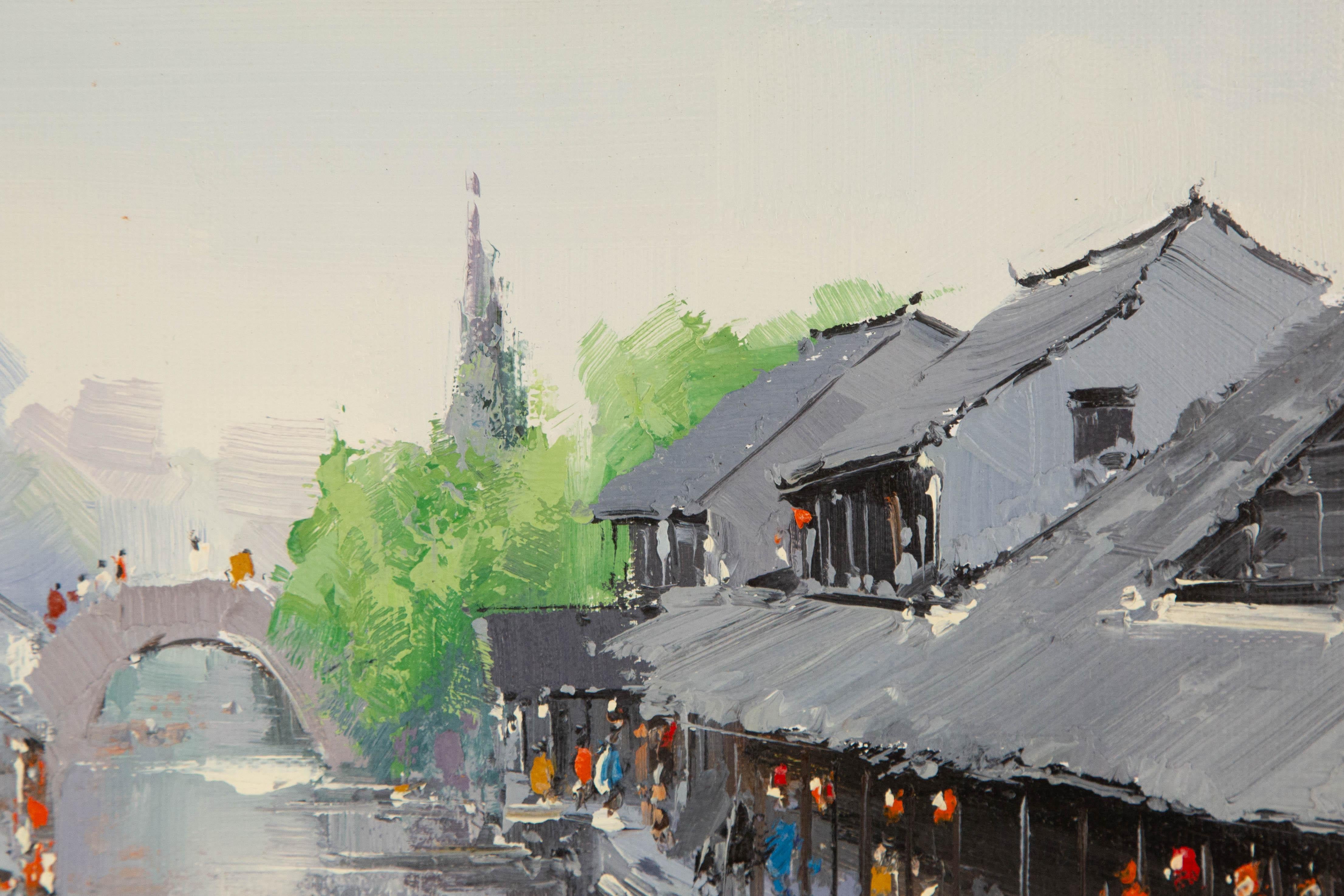 Zhikai Zhou Landscape Original Oil On Canvas 
