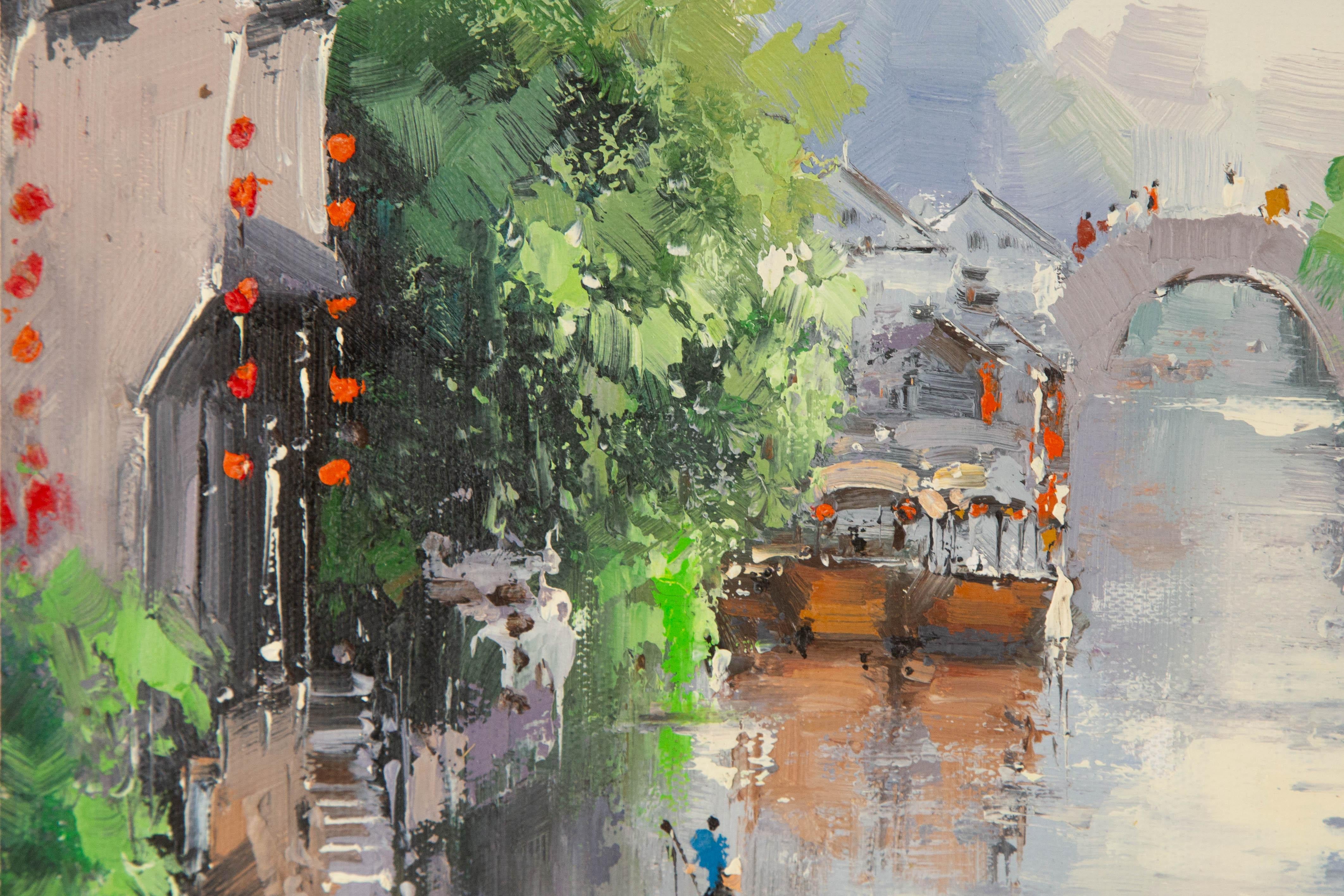 Zhikai Zhou Landscape Original Oil On Canvas 