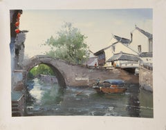 Zhikai Zhou Landscape Original Oil On Canvas "Passingby" (Paysage)