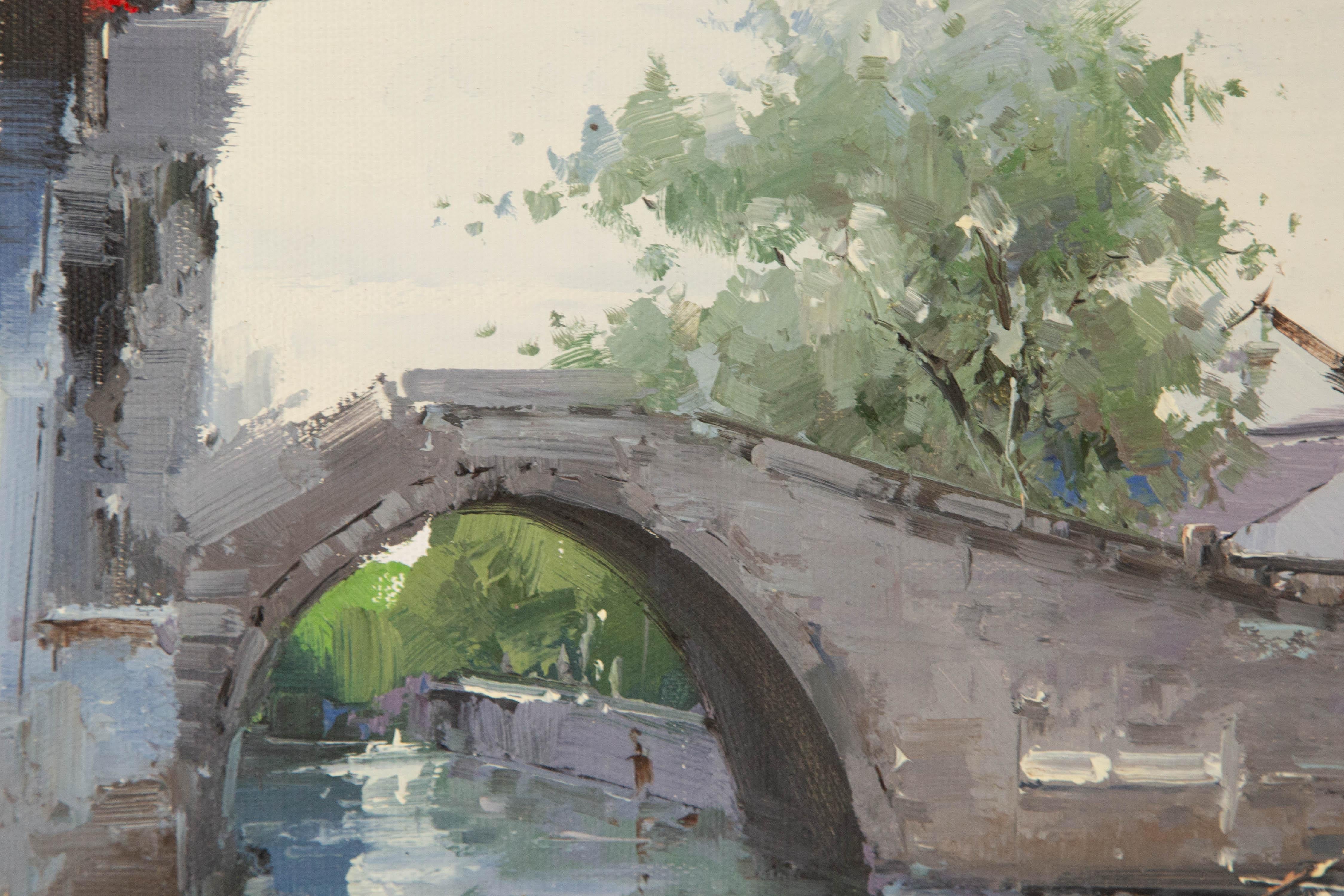 Zhikai Zhou Landscape Original Oil On Canvas 