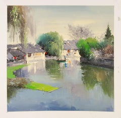 Zhikai Zhou Landscape Original Oil On Canvas "Reflection II"