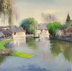 Zhikai Zhou Landscape Original Oil On Canvas "Reflection II"