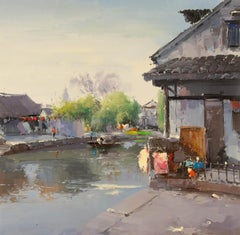 Zhikai Zhou Landscape Original Oil On Canvas "Reflection III"