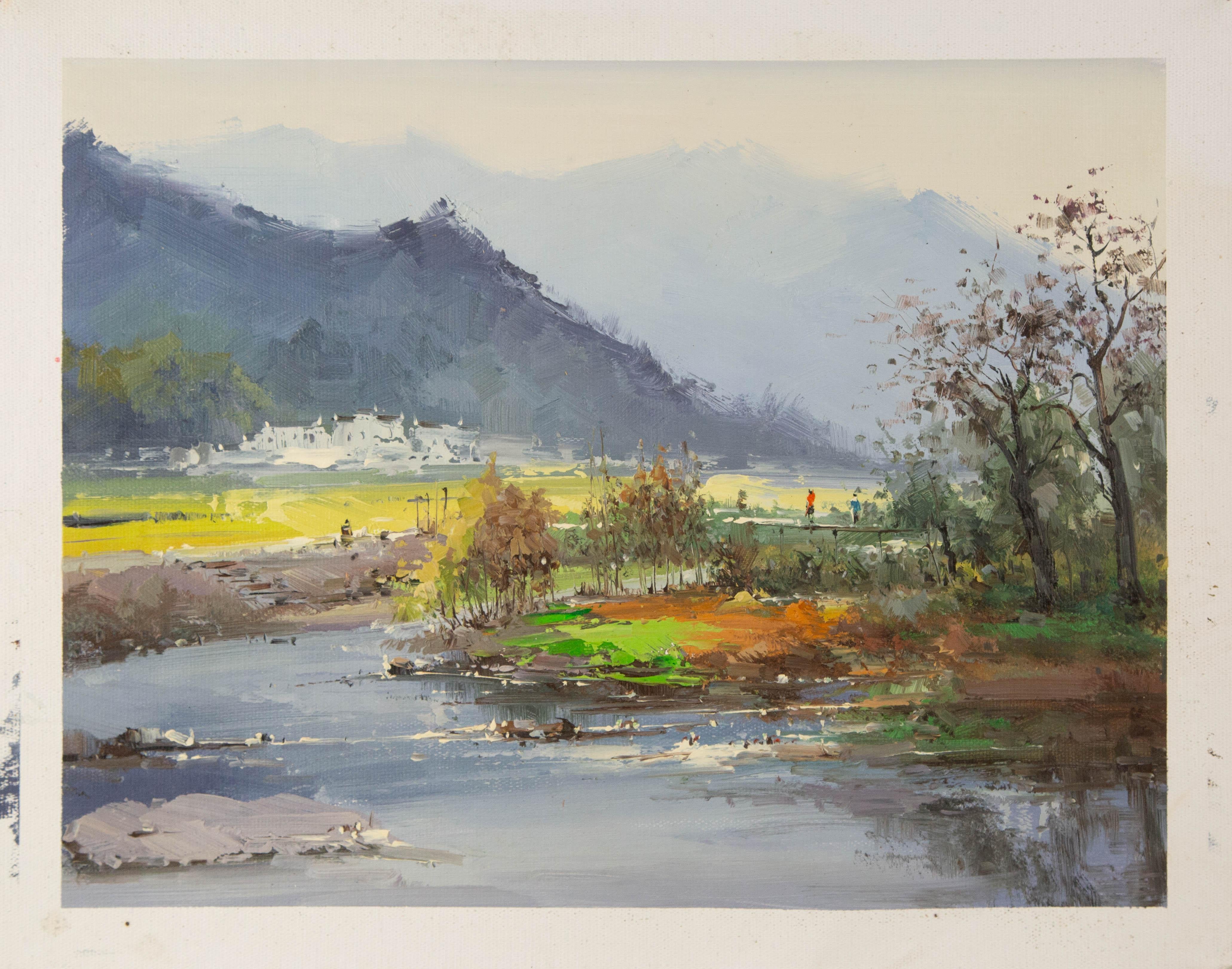 Zhikai Zhou Landschaft Original Öl auf Leinwand 