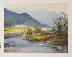 Zhikai Zhou Landscape Original Oil On Canvas "Yellow Fields"