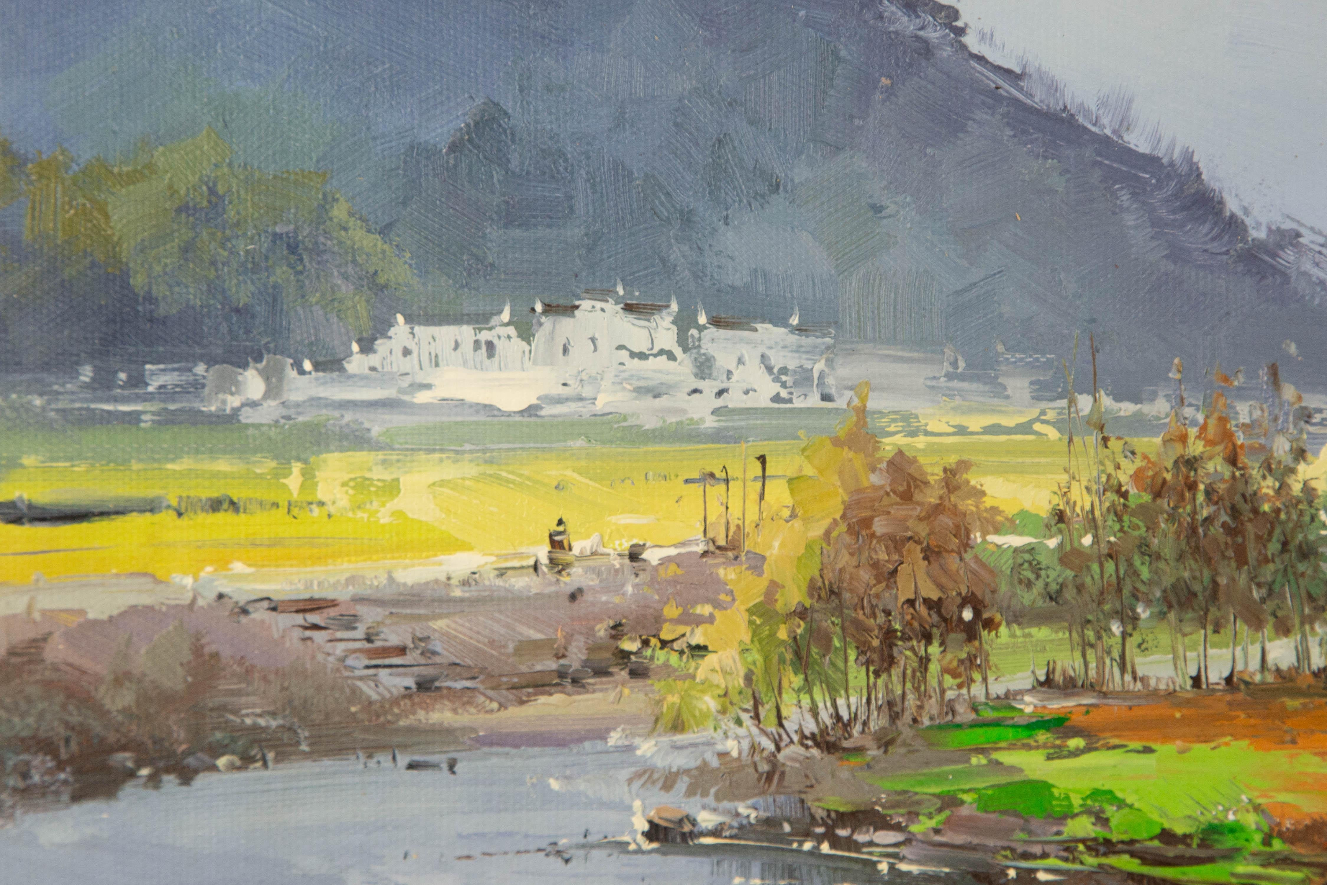 Zhikai Zhou Landschaft Original Öl auf Leinwand 