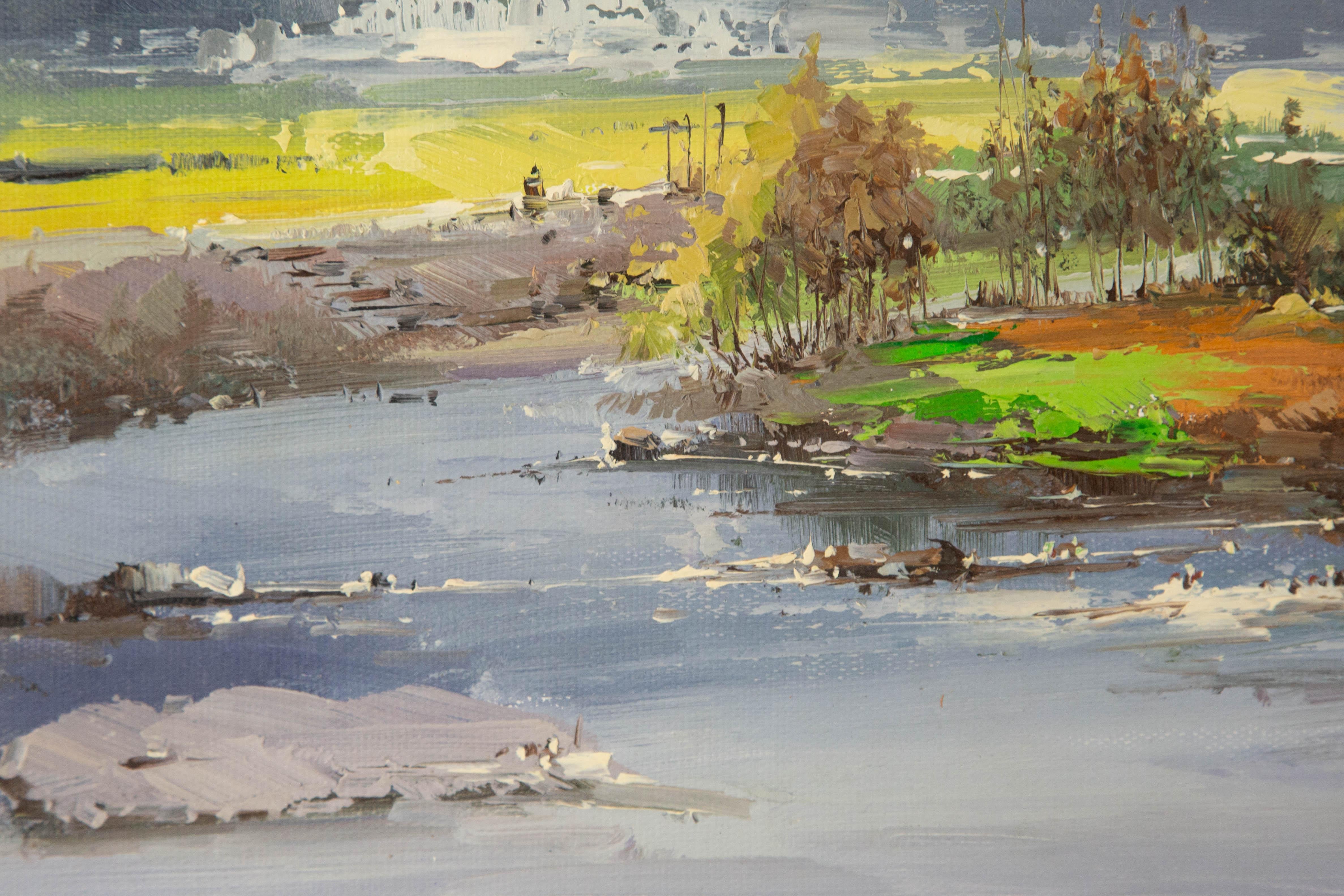 Zhikai Zhou Landschaft Original Öl auf Leinwand 