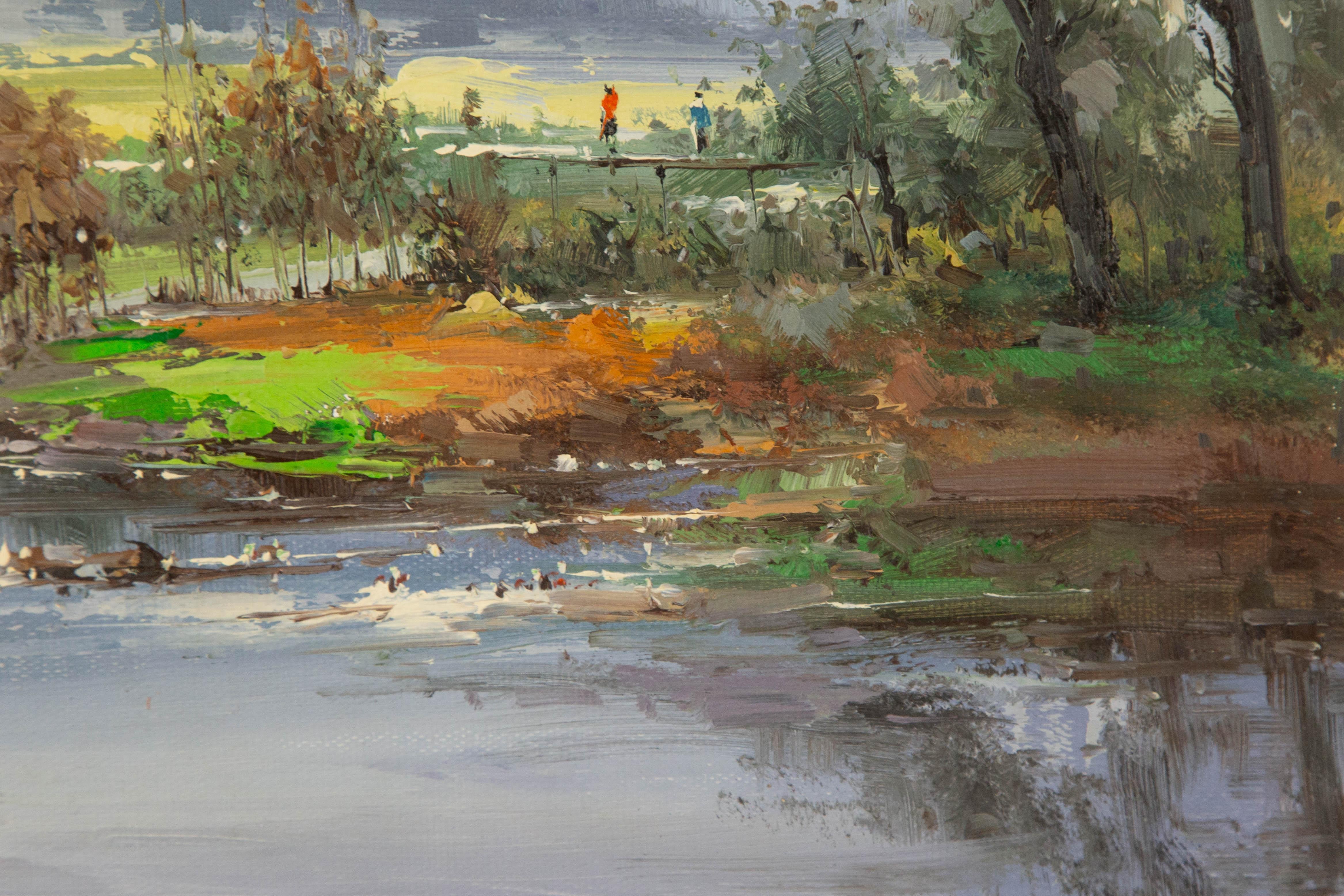 Zhikai Zhou Landschaft Original Öl auf Leinwand 