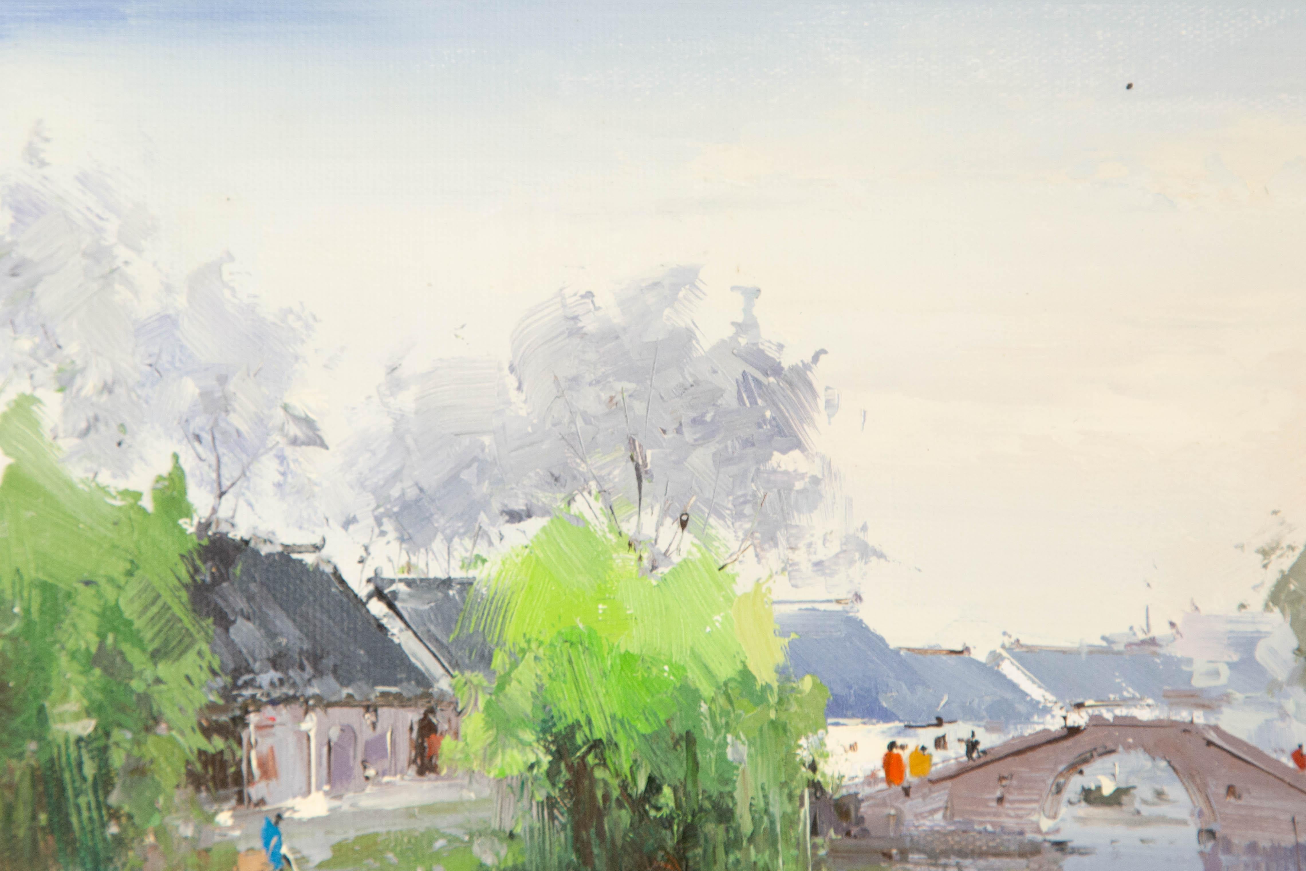 Zhikai Zhou Wasserlandschaft Original Öl auf Leinwand 