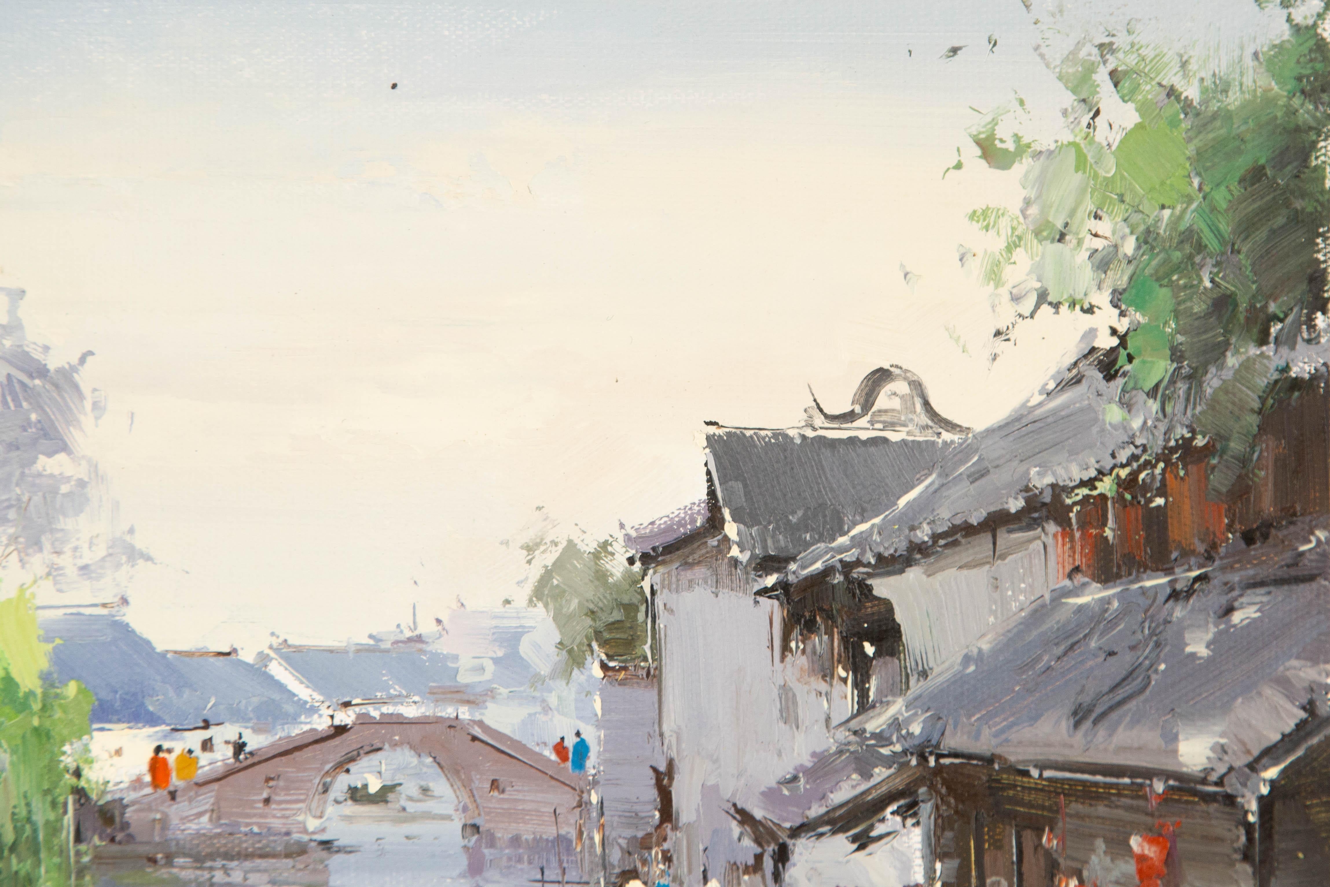 Zhikai Zhou Wasserlandschaft Original Öl auf Leinwand 