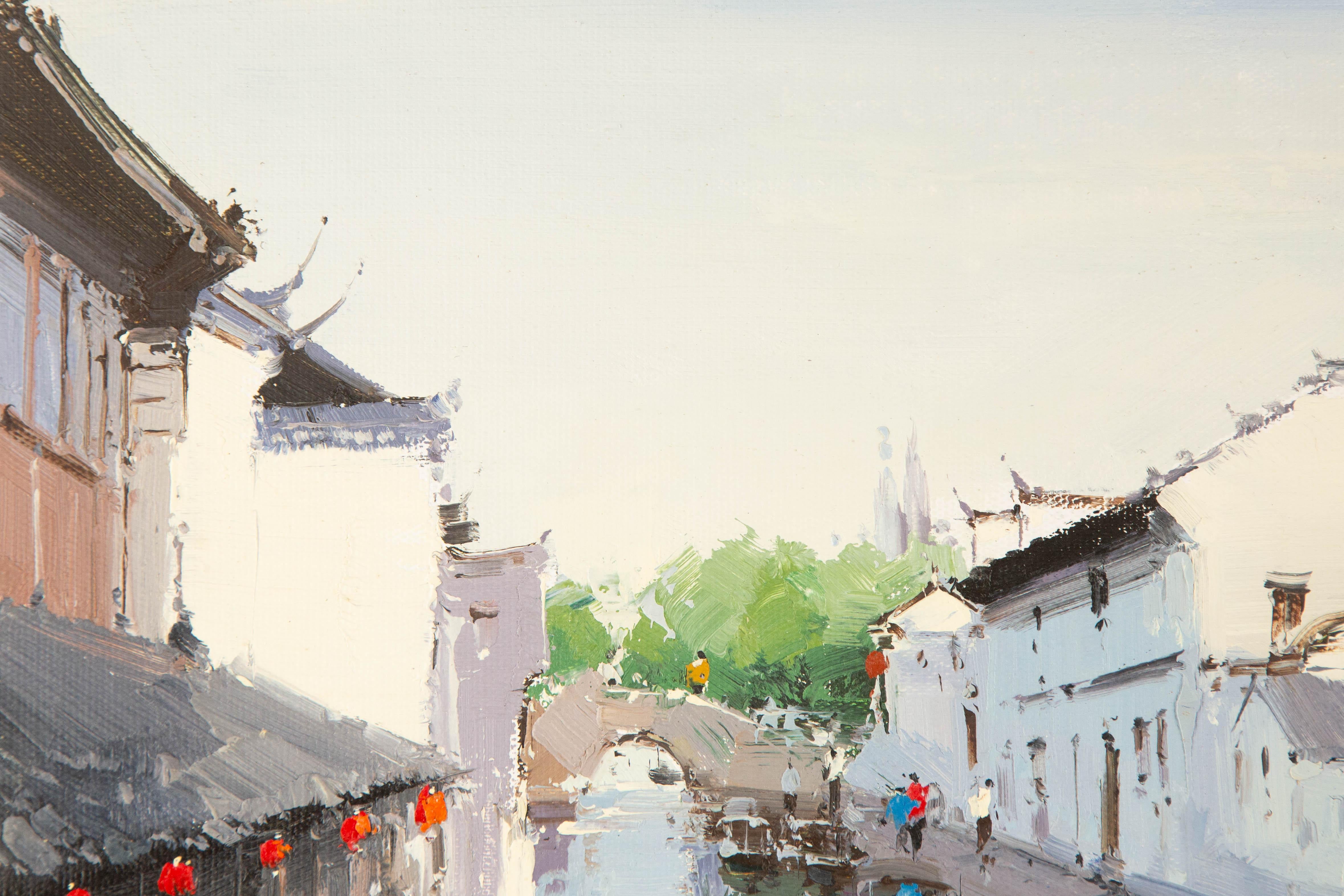 Zhikai Zhou Wasserlandschaft Original Öl auf Leinwand 