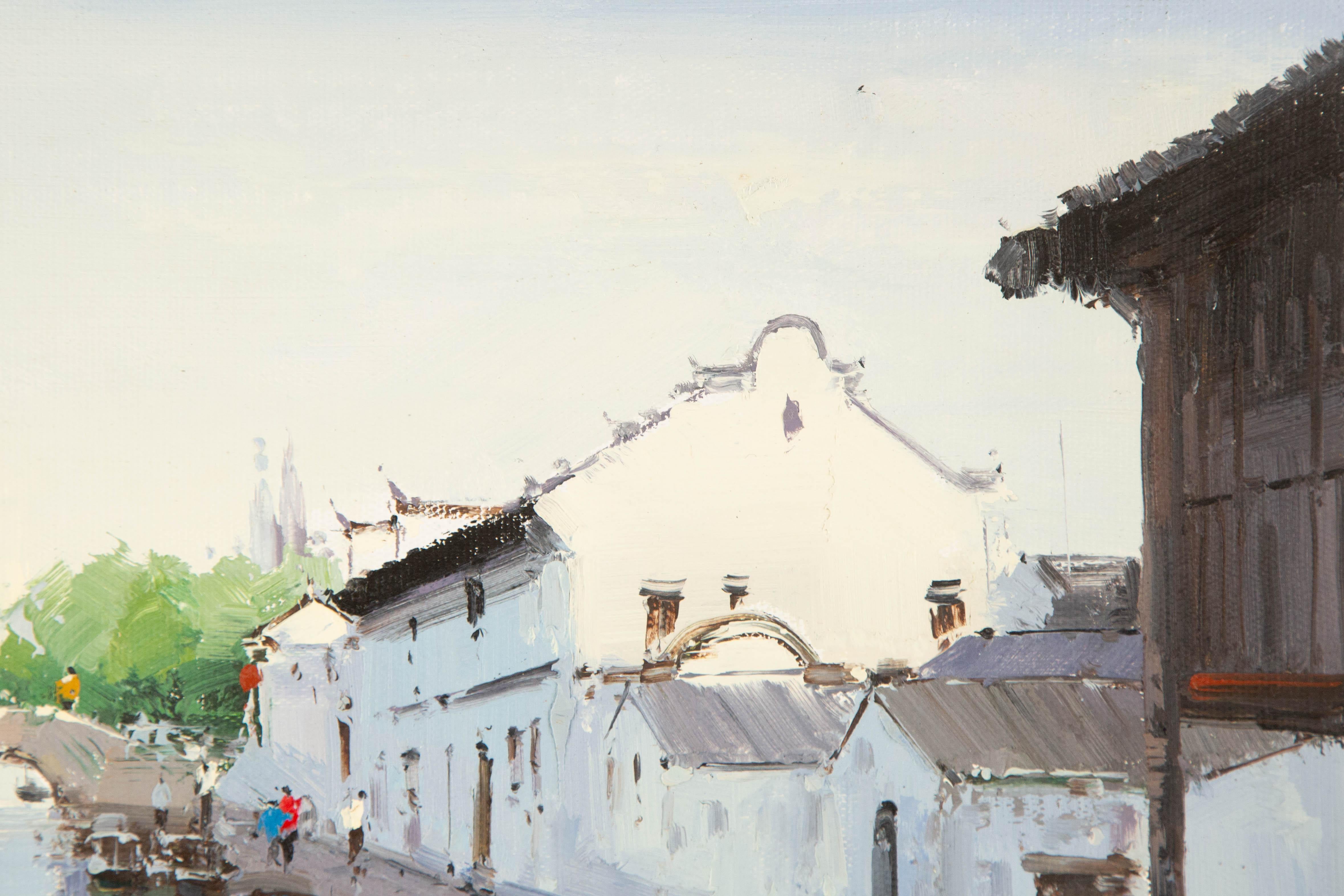 Zhikai Zhou Wasserlandschaft Original Öl auf Leinwand 