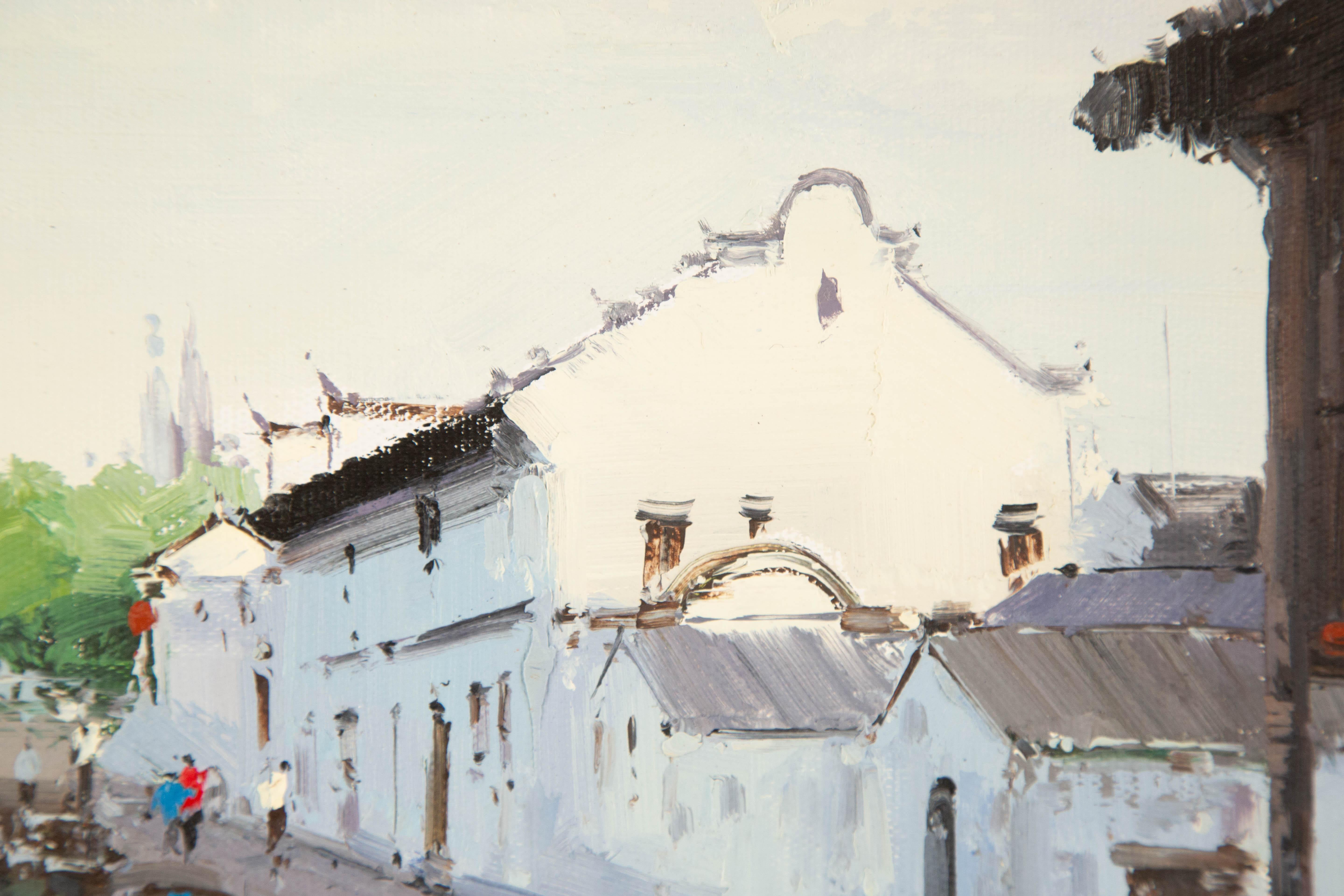 Zhikai Zhou Wasserlandschaft Original Öl auf Leinwand 