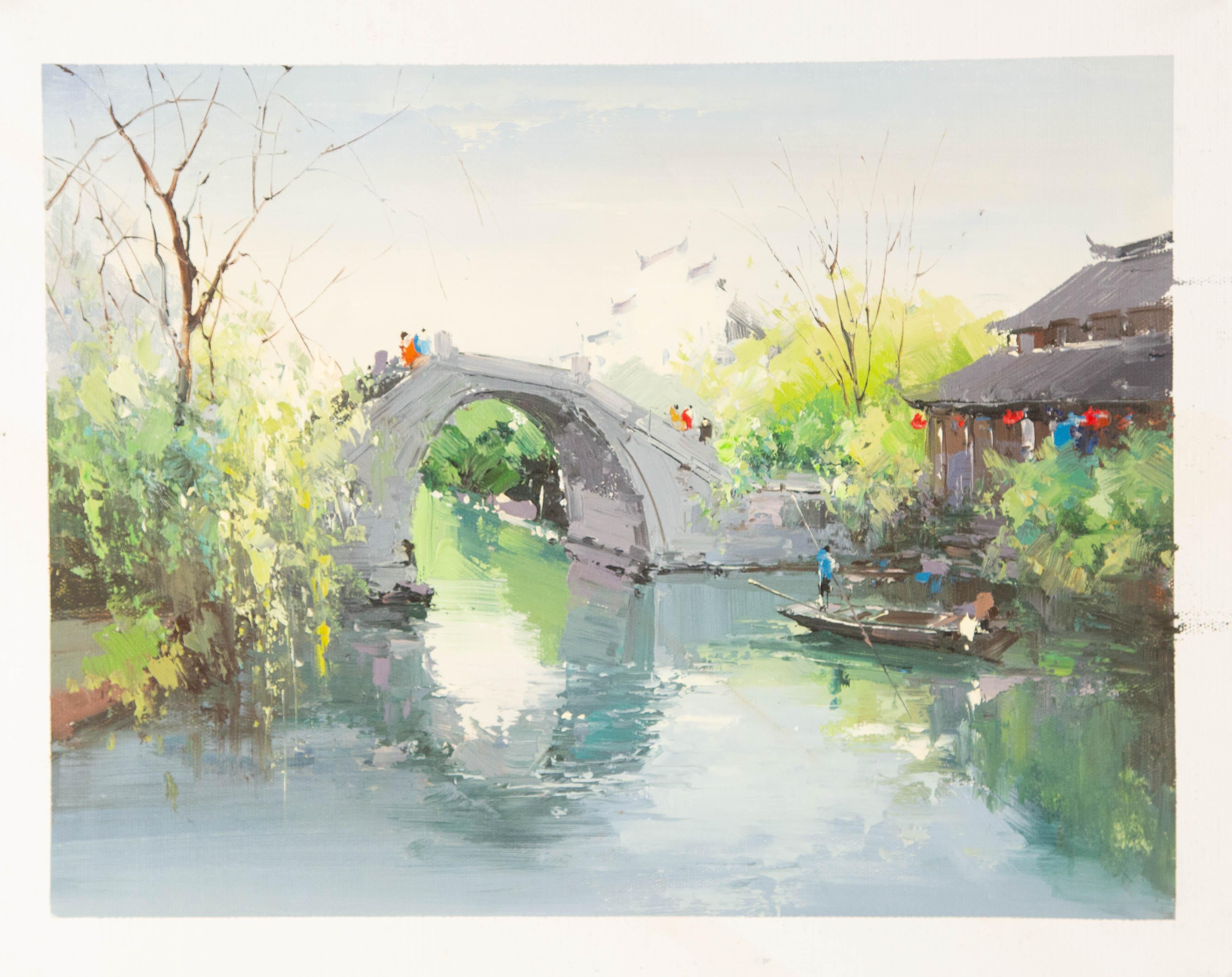 Zhikai Zhou Wasserlandschaft Original Öl auf Leinwand 