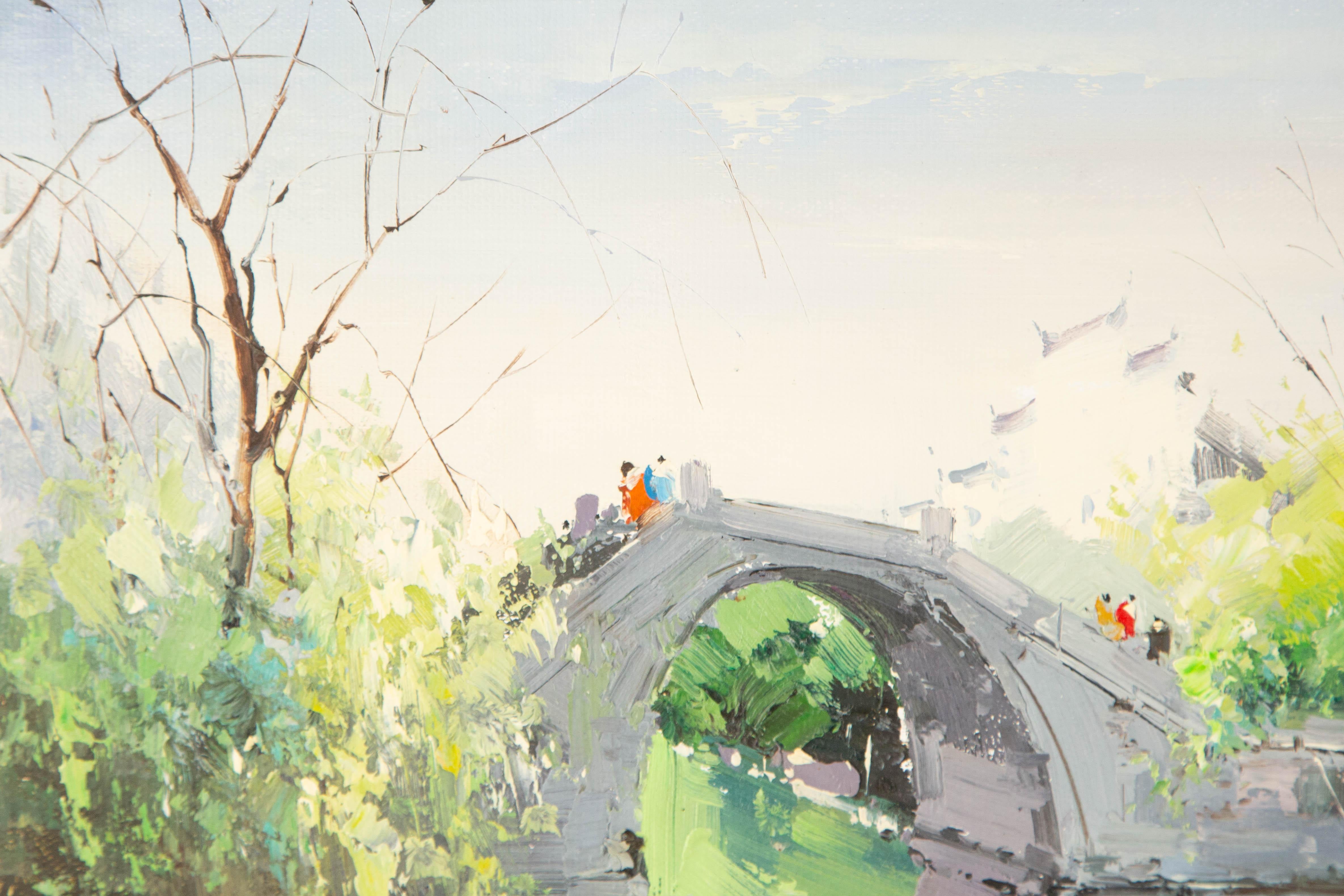 Zhikai Zhou Wasserlandschaft Original Öl auf Leinwand 