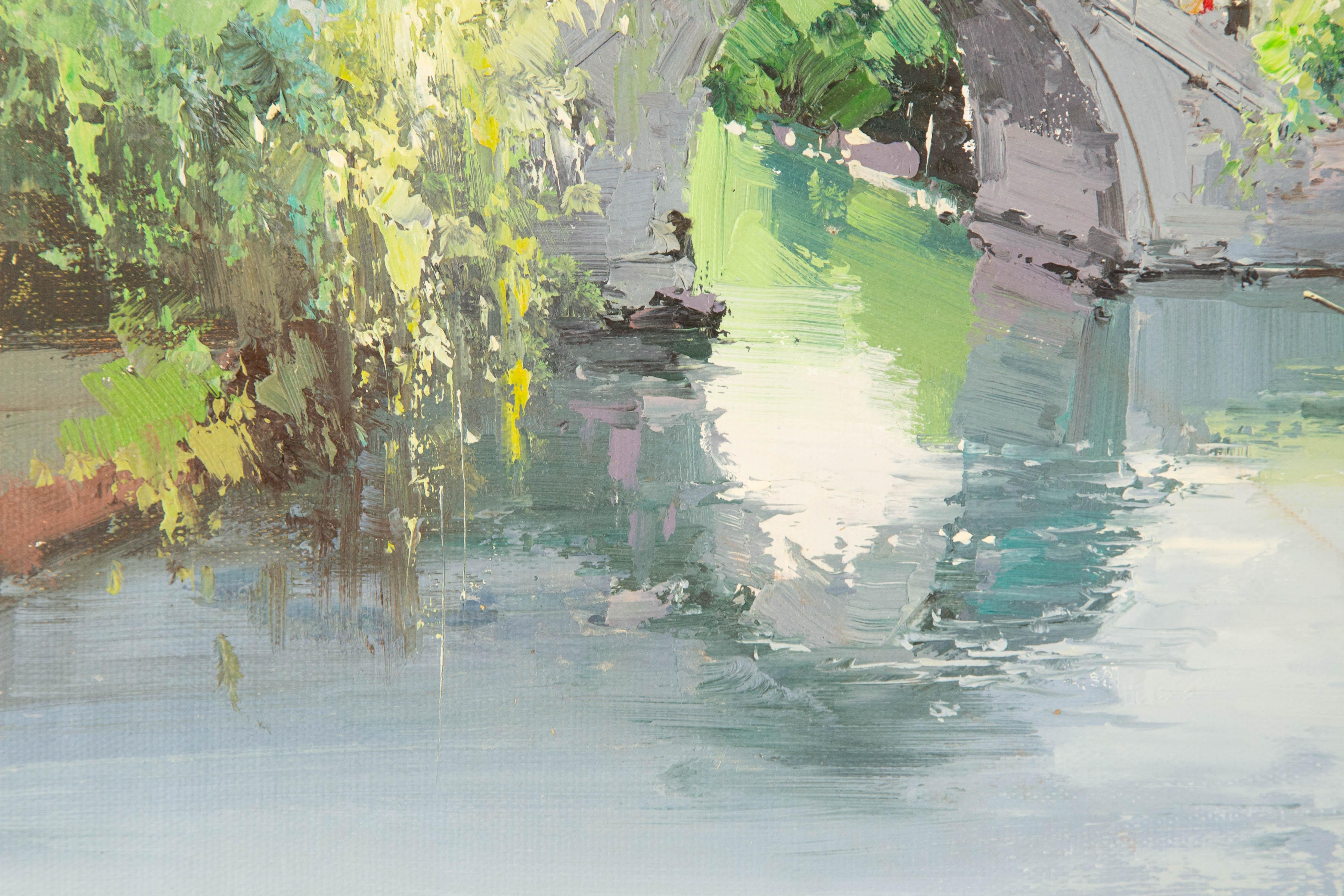 Zhikai Zhou Wasserlandschaft Original Öl auf Leinwand 