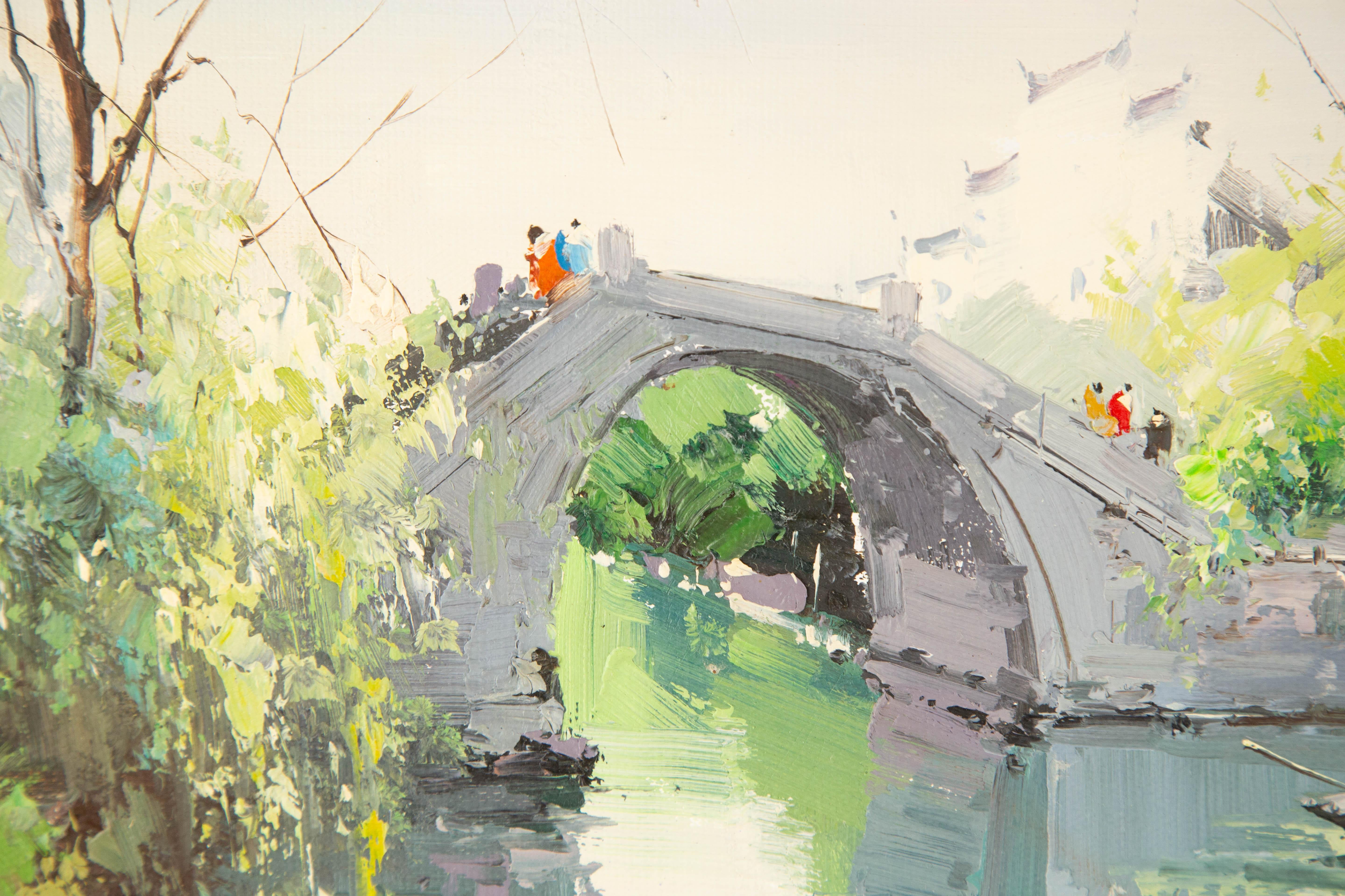 Zhikai Zhou Wasserlandschaft Original Öl auf Leinwand 