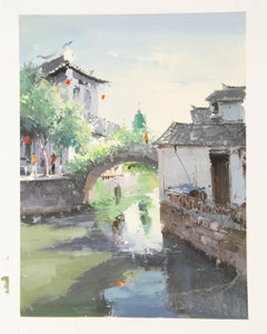 Zhikai Zhou Waterscape Original Oil On Canvas "Jiangnan VI"