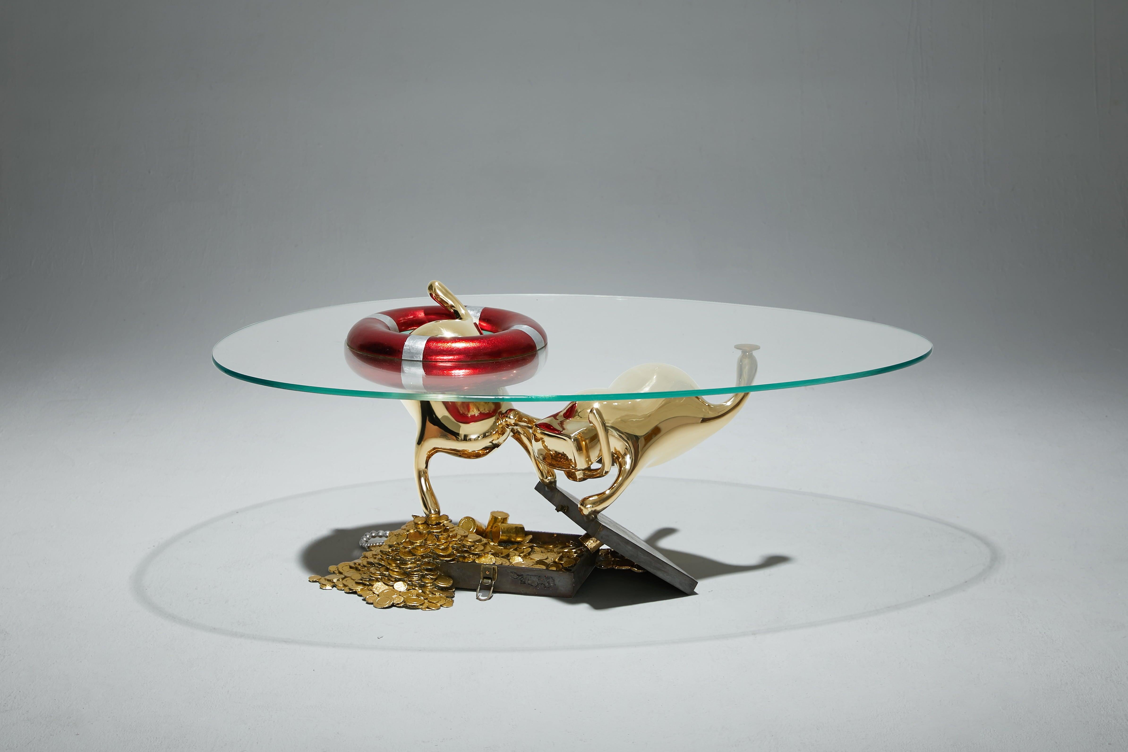 Chinois Zhipeng Tan, Table basse en laiton « Treasures », Collection TanTan en vente