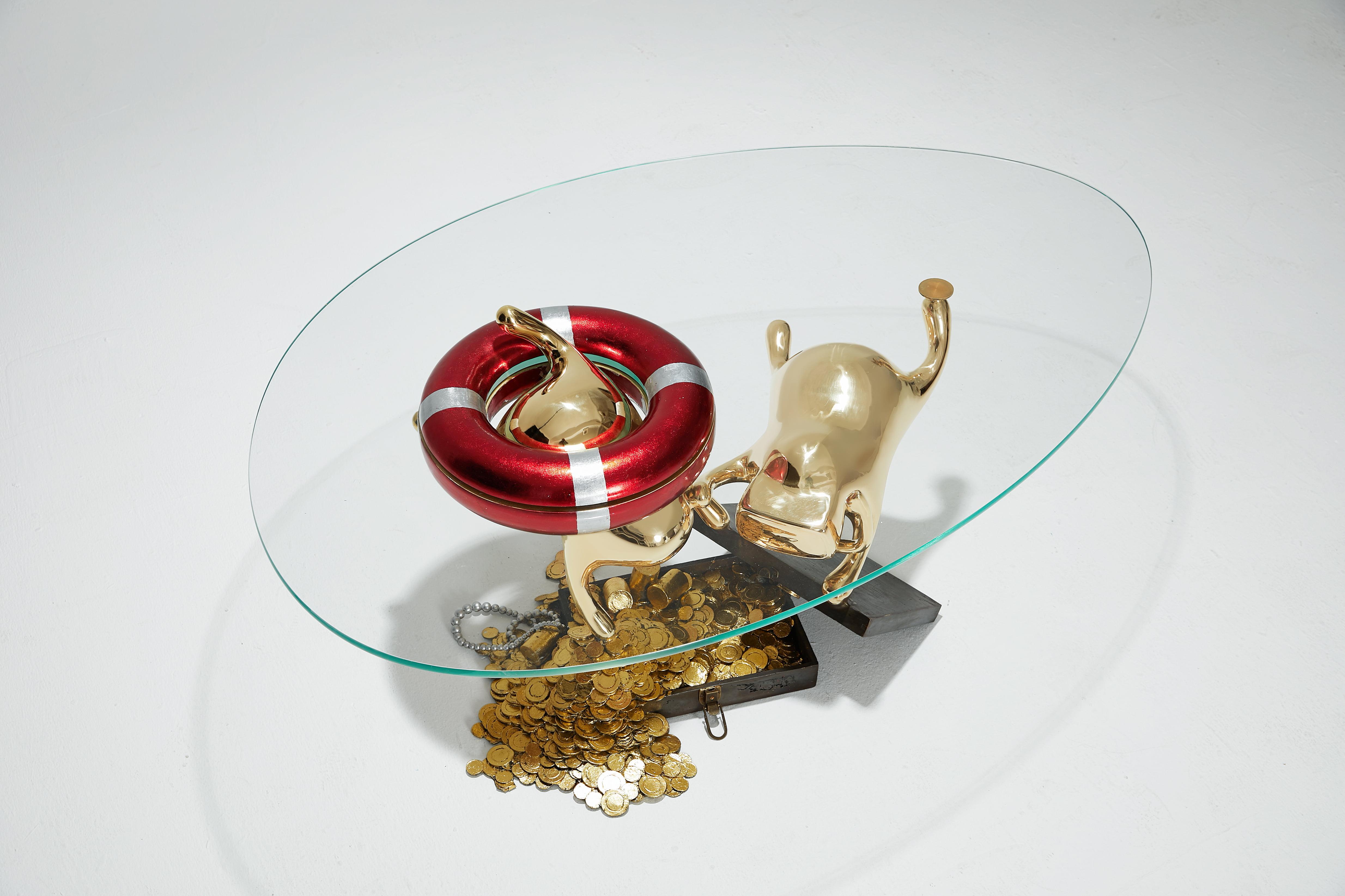 Zhipeng Tan, Brass Coffee Table, 'Treasures, ' TanTan Collection In New Condition For Sale In Beverly Hills, CA
