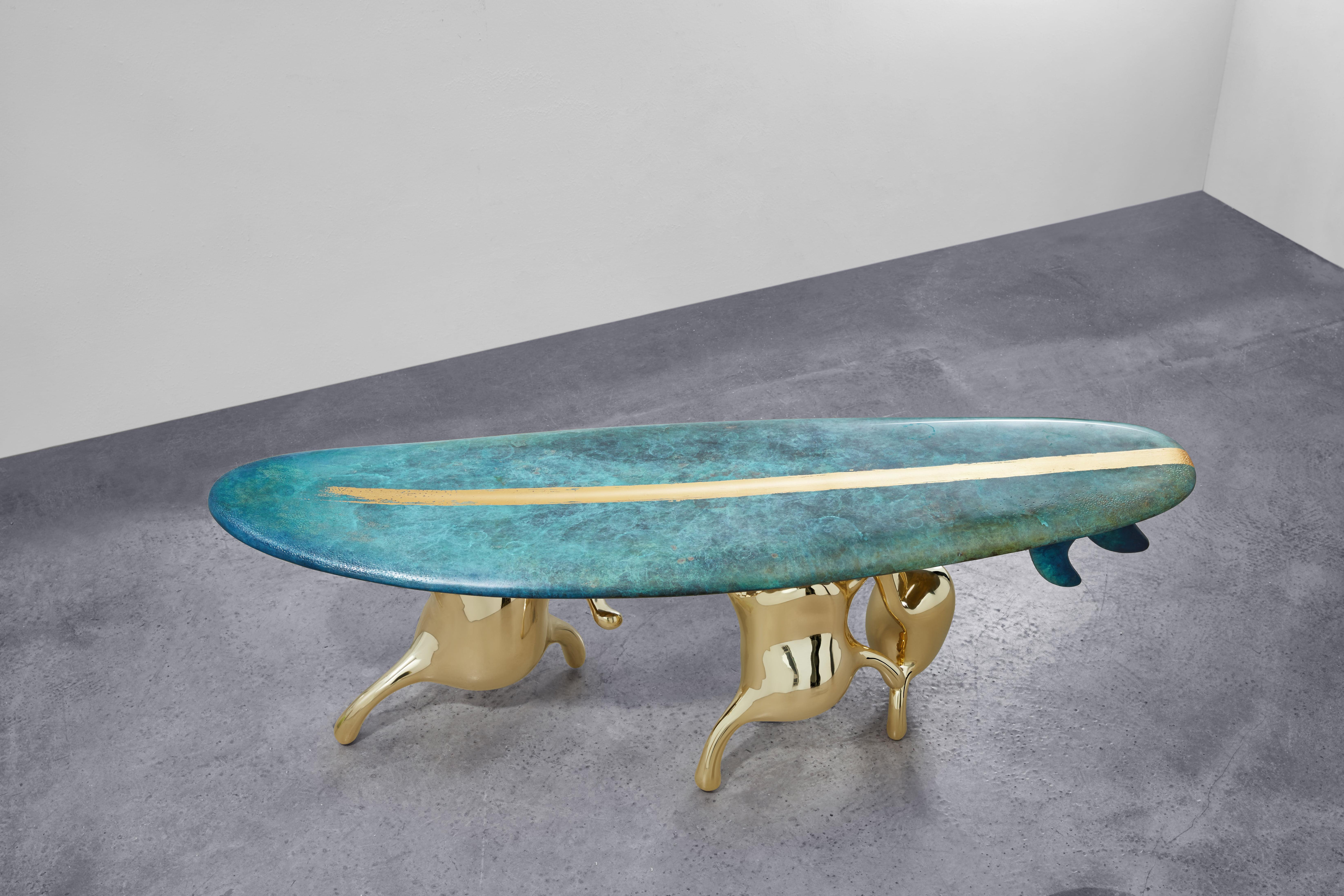 Chinese Zhipeng Tan, Brass 'Surf' Bench, TanTan Collection For Sale