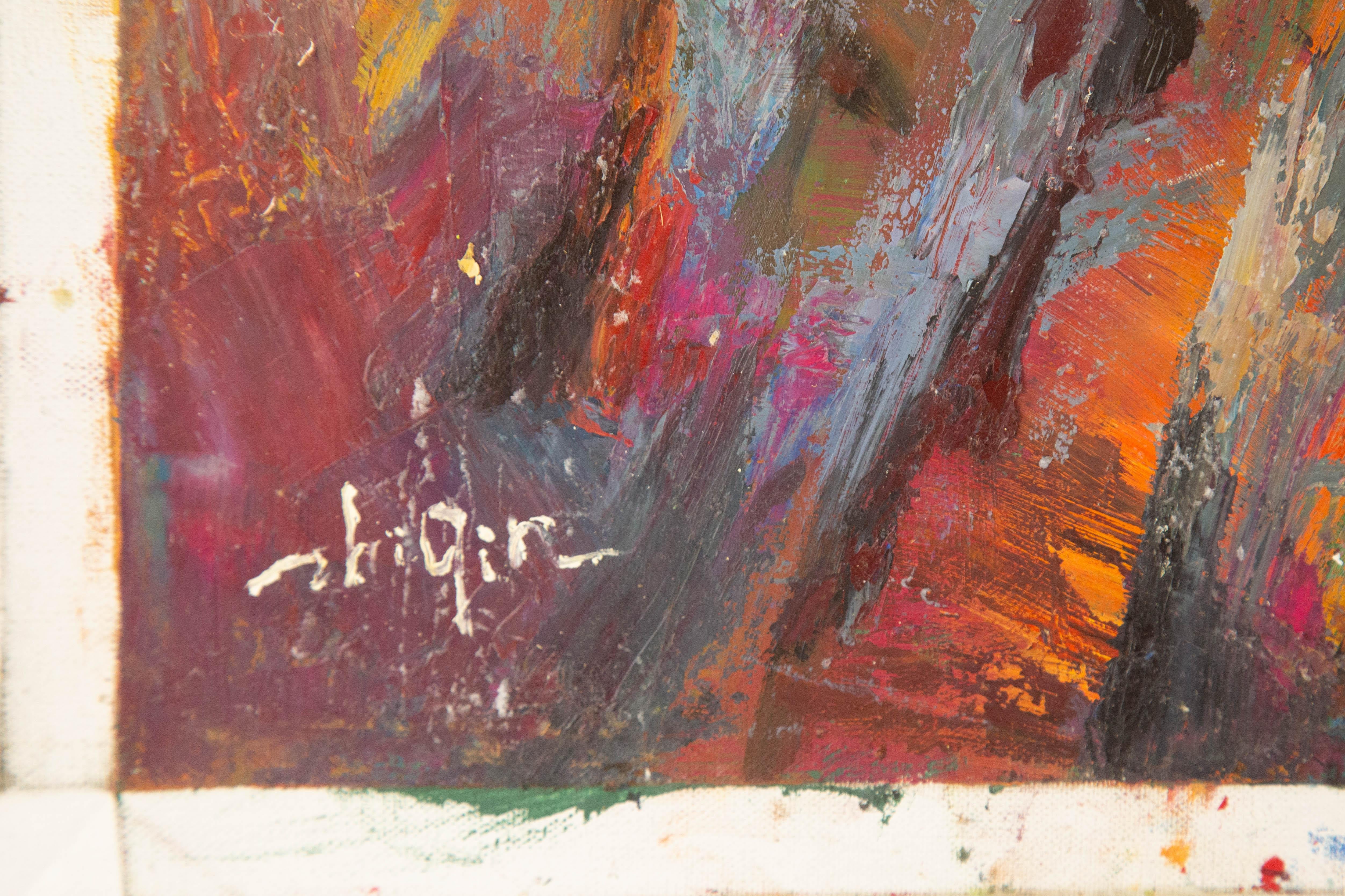 Huile sur toile abstraite originale de Zhiqin Yu, Unrestrained en vente 8