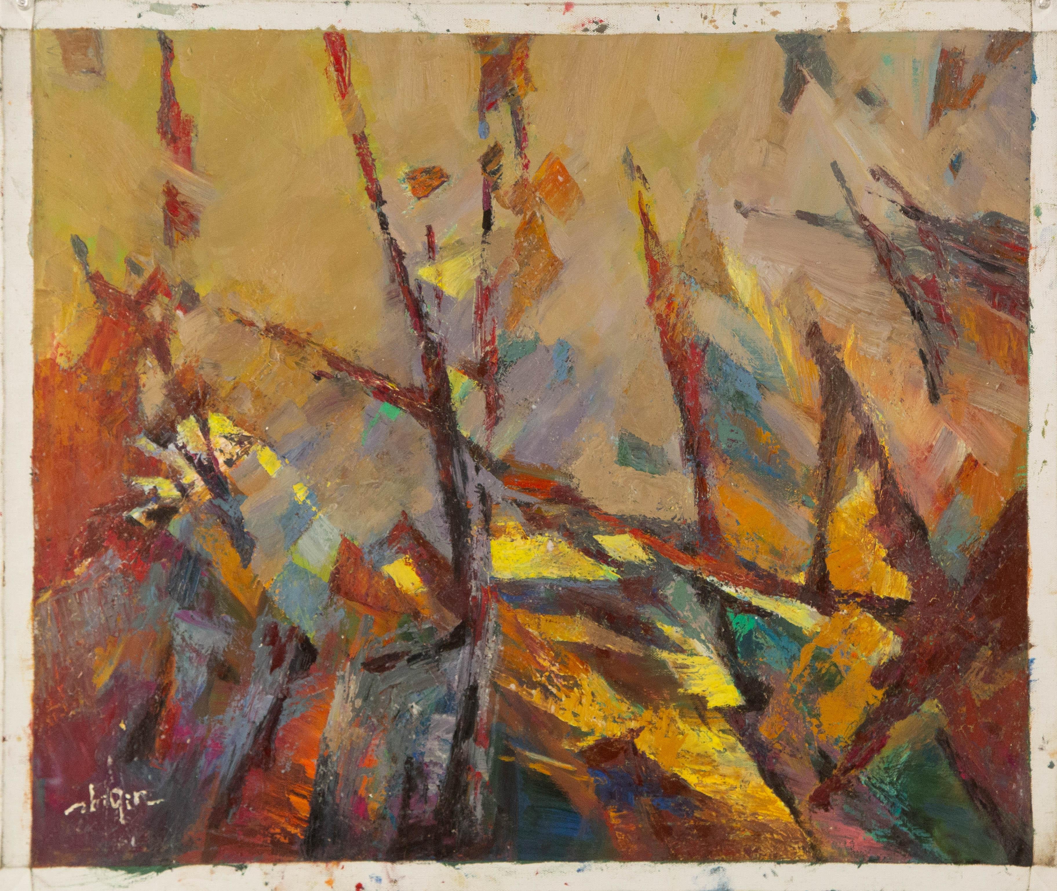 Huile sur toile abstraite originale de Zhiqin Yu, Unrestrained - Painting de ZhiQin Yu
