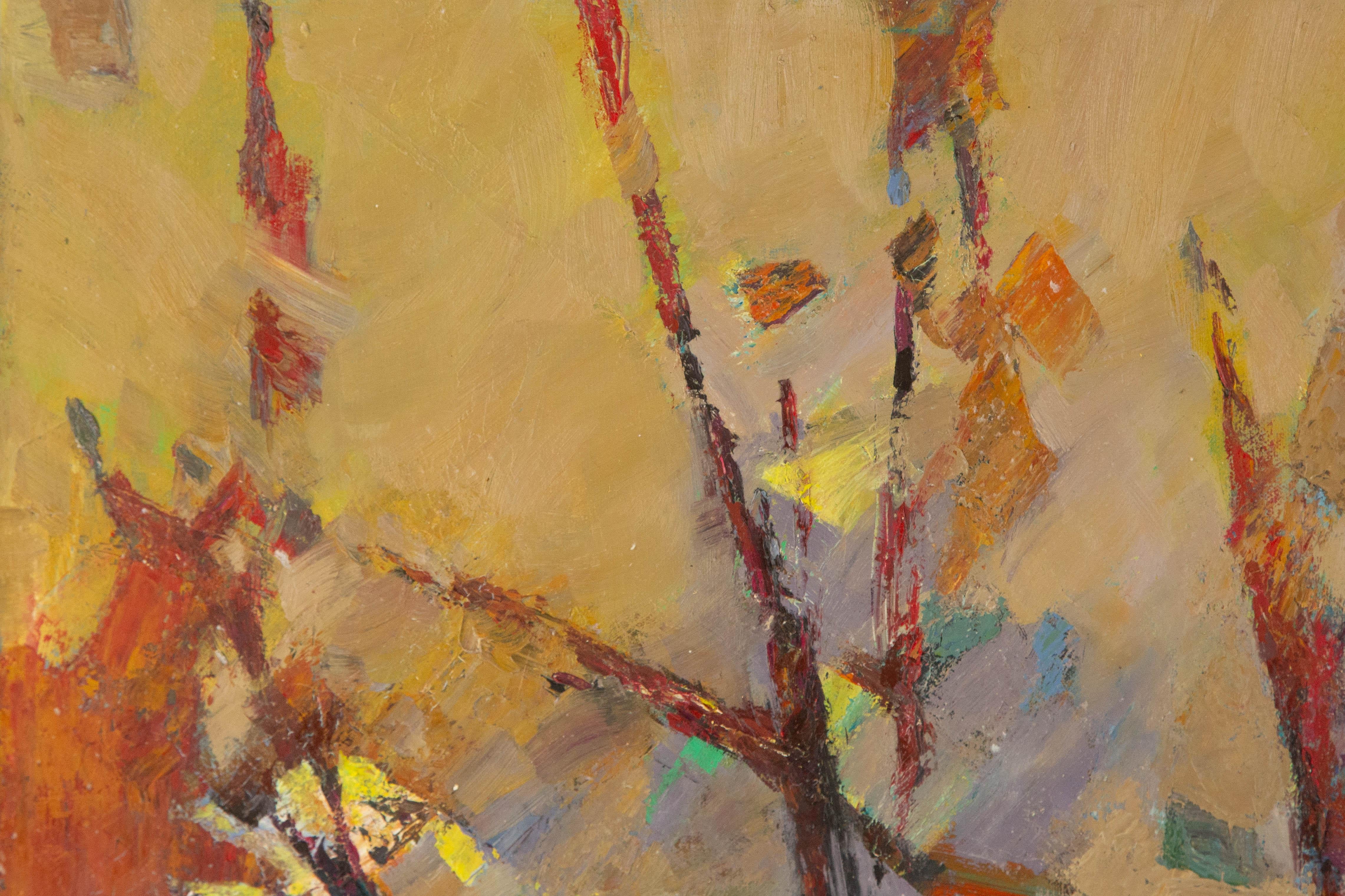 Huile sur toile abstraite originale de Zhiqin Yu, Unrestrained - Marron Landscape Painting par ZhiQin Yu
