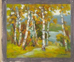 Zhiqin Yu Paesaggio Olio Originale Su Tela "Foresta d'autunno"