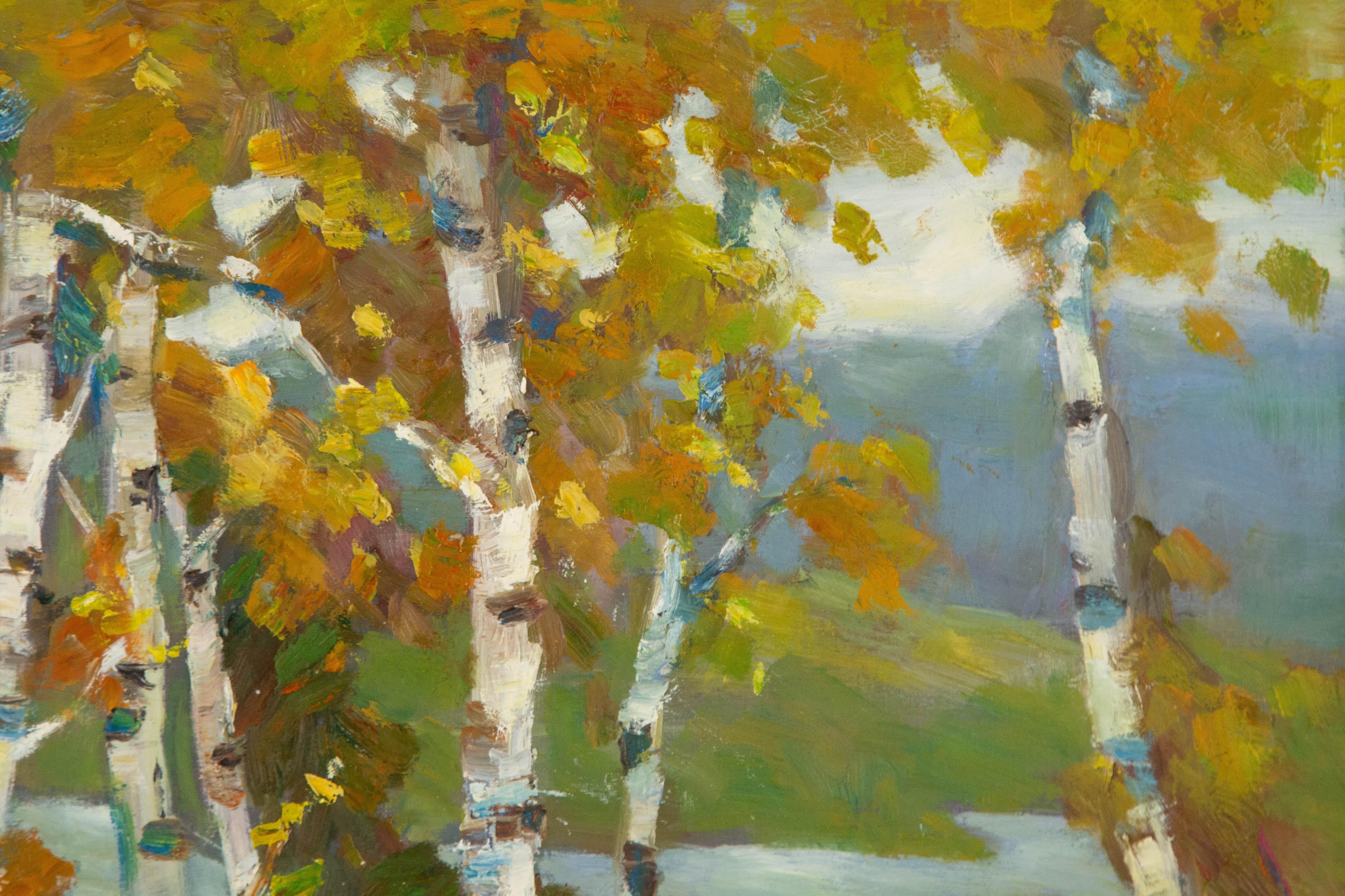  Title: Autumn Forest
 Medium: Oil on canvas
 Size: 19.5 x 23.5 inches
 Frame: Framing options available!
 Condition: The painting appears to be in excellent condition.
 Note: This painting is unstretched,shipped rolled unless stretching/framing is