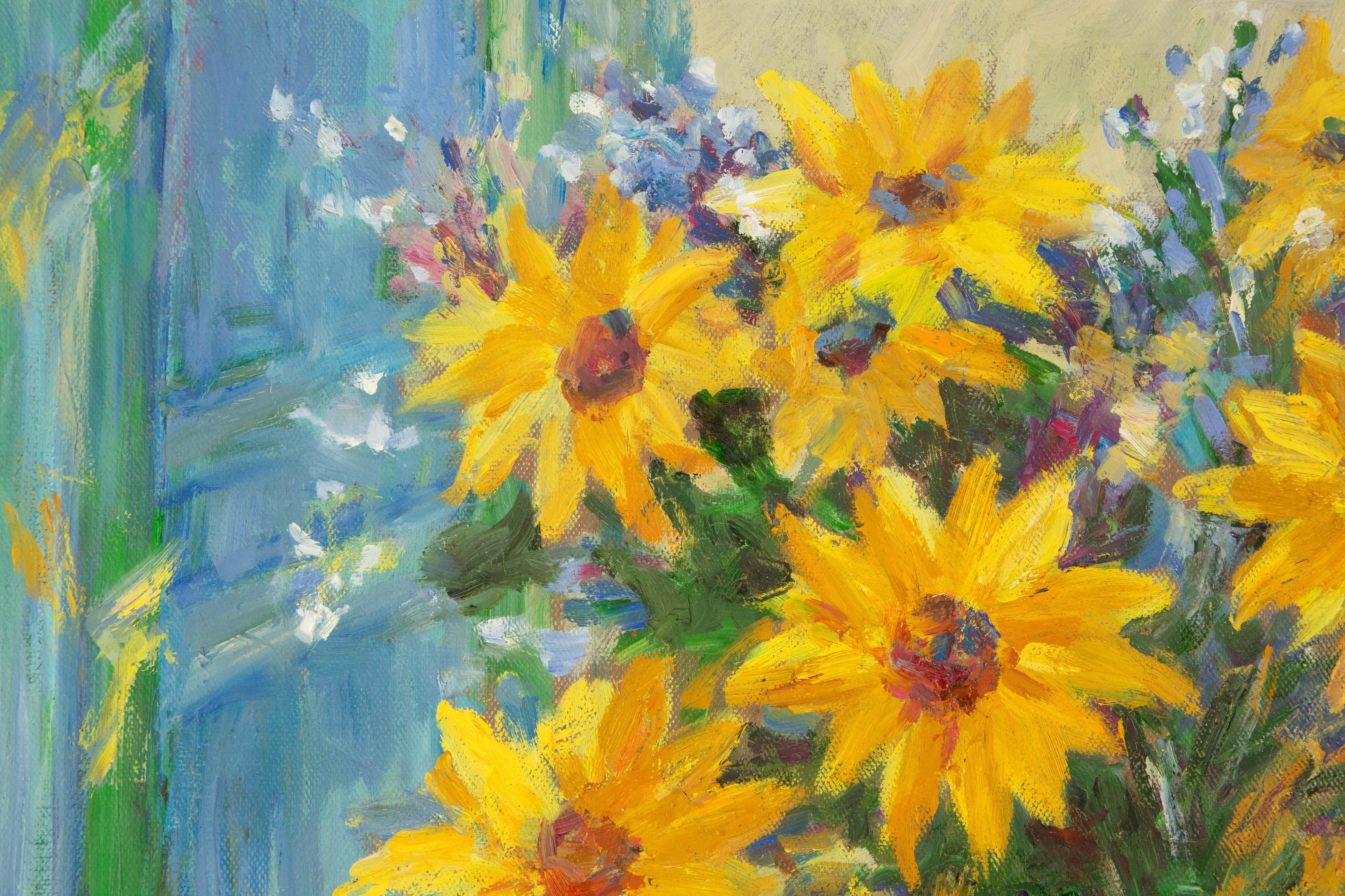 Zhiqin Yu Stillleben Original Ölgemälde auf Leinwand „Flower Near the Window“ – Painting von ZhiQin Yu