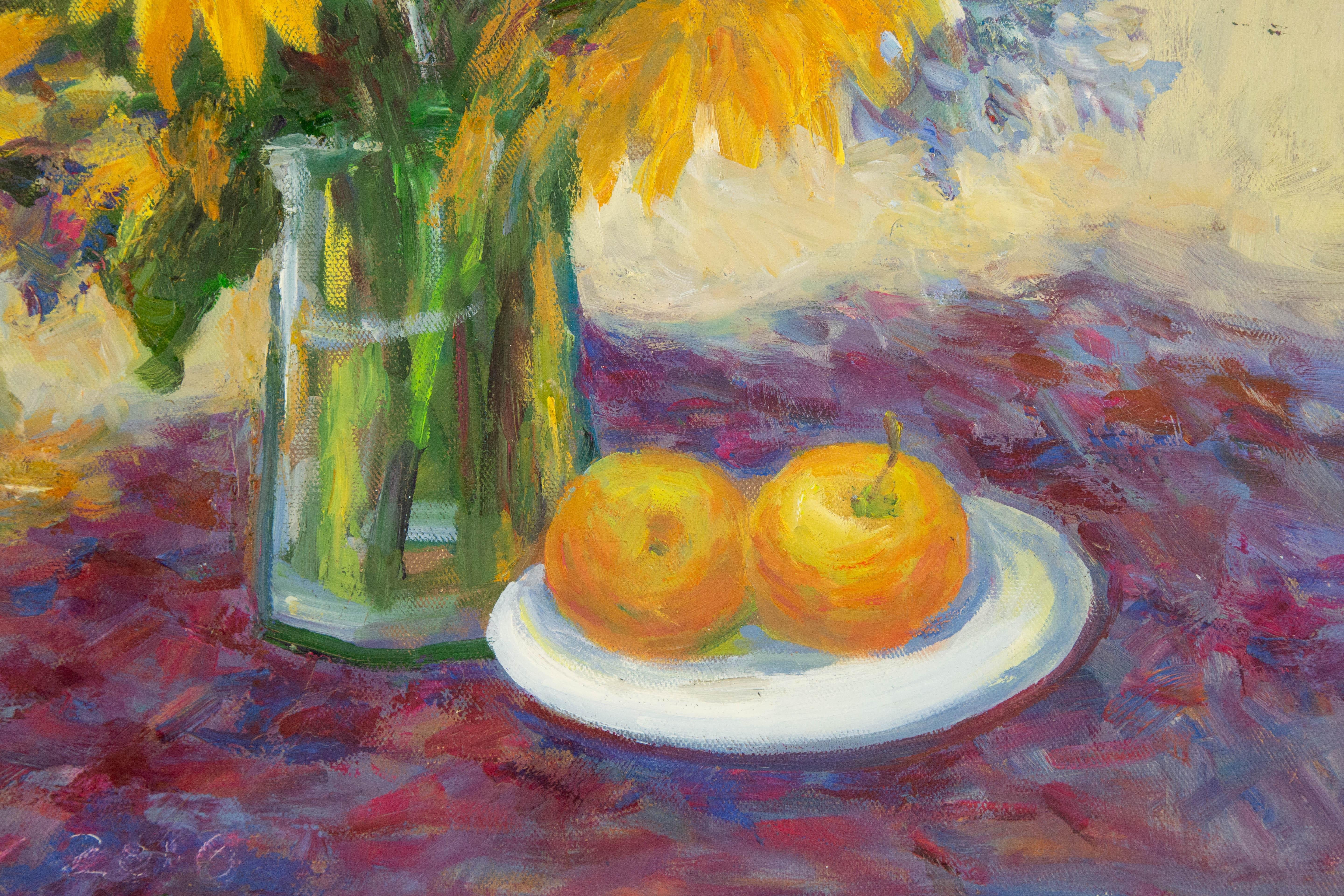 Zhiqin Yu Stillleben Original Ölgemälde auf Leinwand „Flower Near the Window“ im Angebot 1