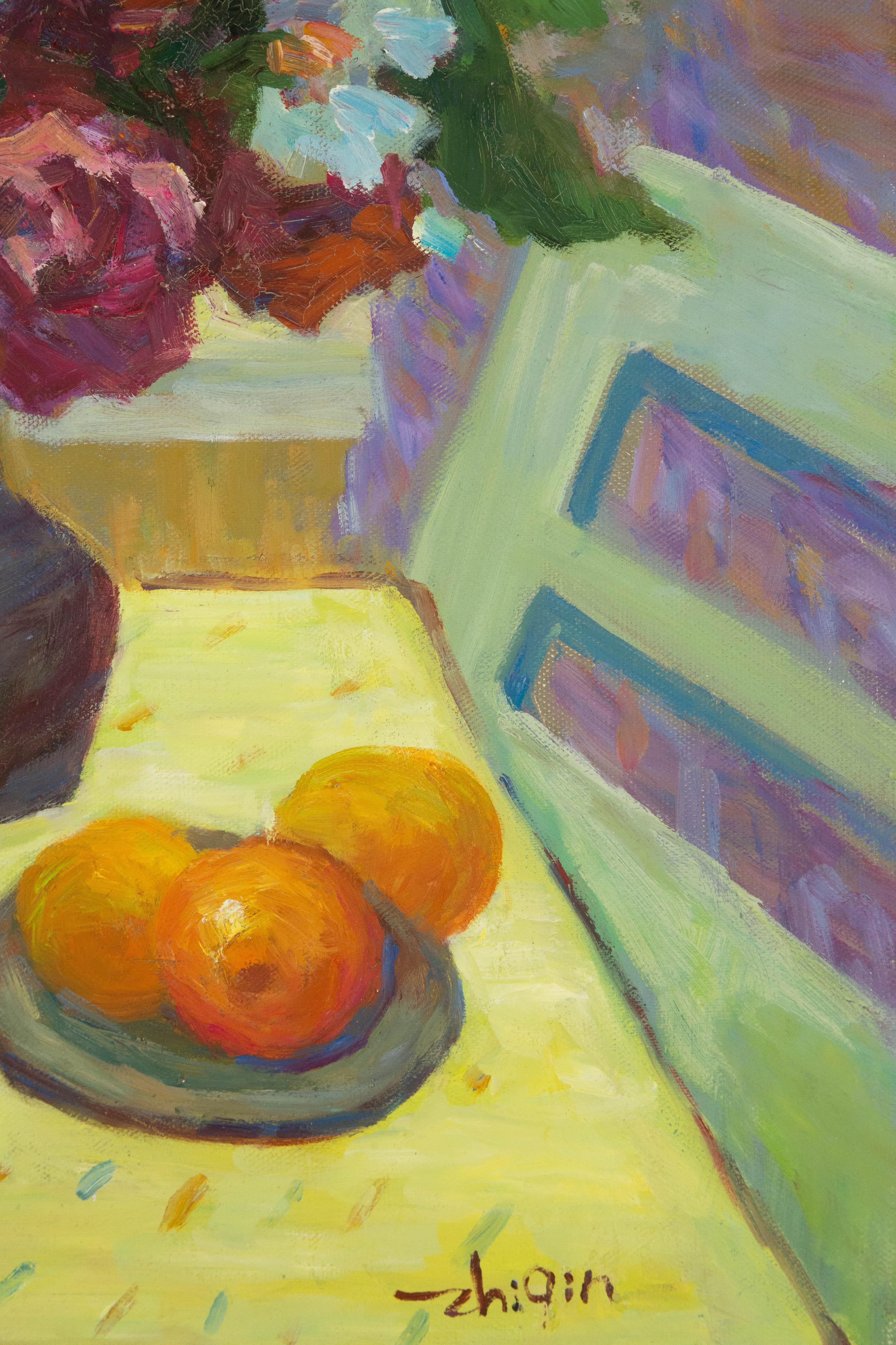 Zhiqin Yu Stillleben Original Ölgemälde auf Leinwand „Fragrant“ im Angebot 1