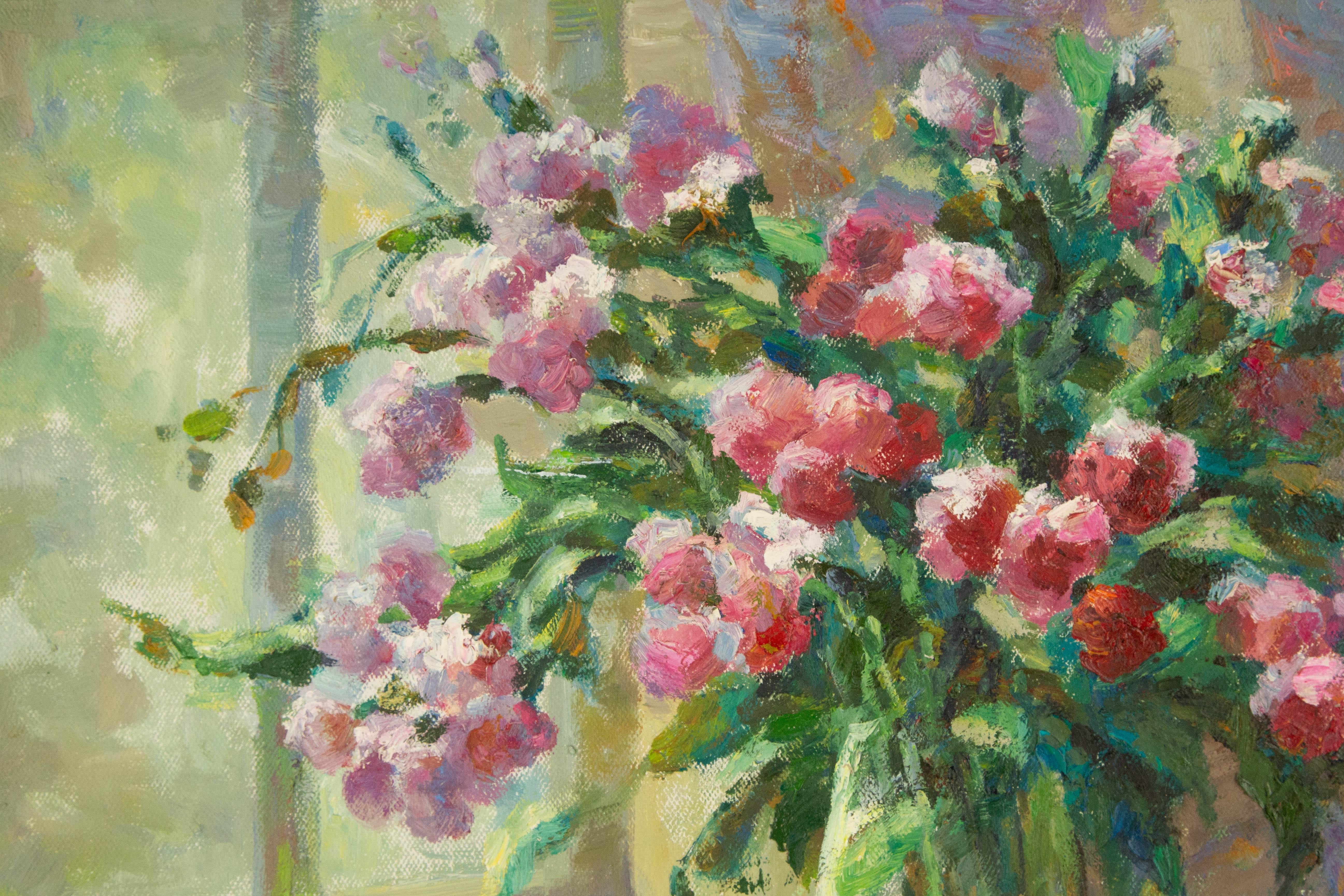Zhiqin Yu Stillleben Original Ölgemälde auf Leinwand „Little Flowers“ – Painting von ZhiQin Yu