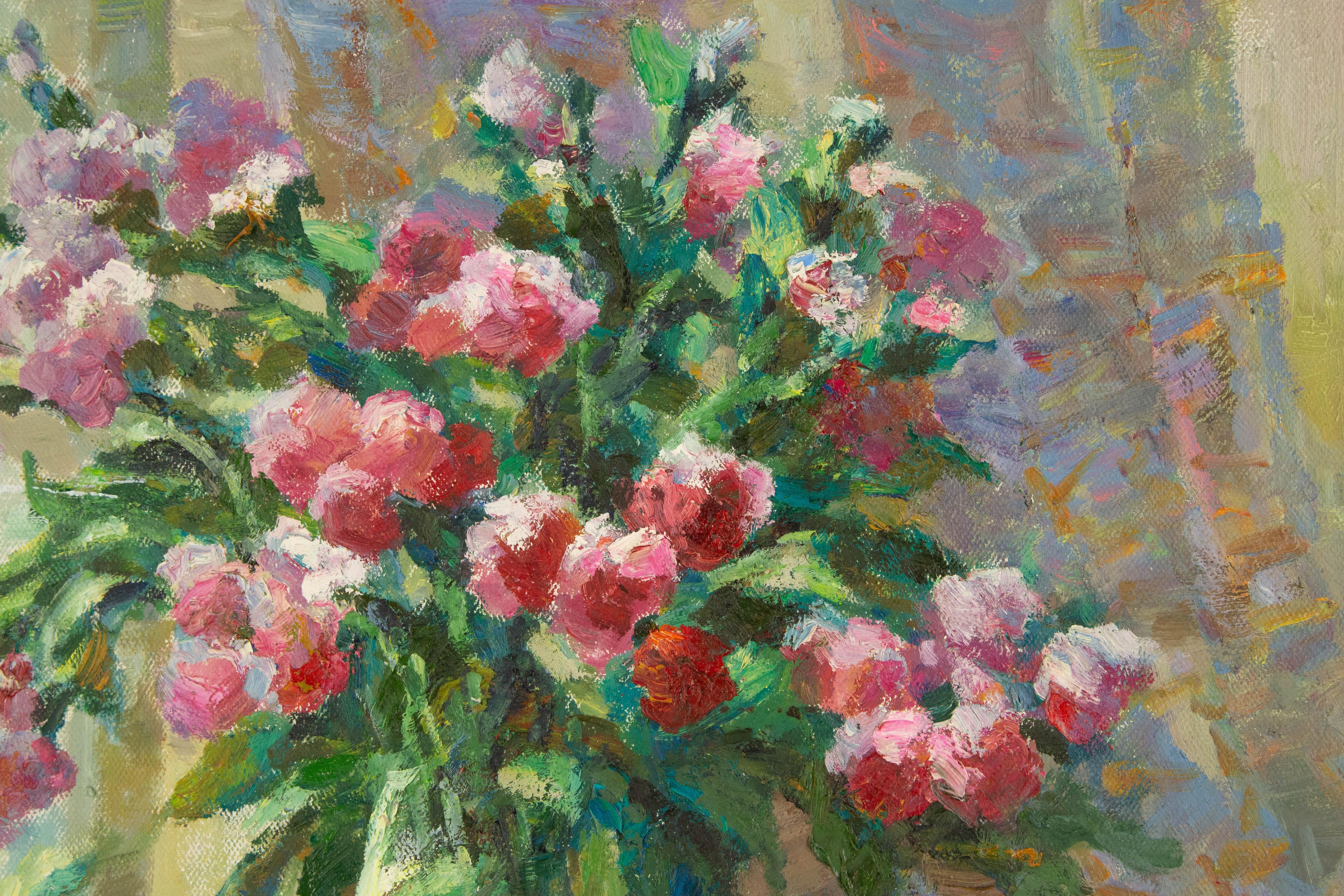  Titel: Kleine Blumen
 Medium: Öl auf Leinwand
 Größe: 19 x 23 Zoll
 Rahmen: Einrahmungsmöglichkeiten vorhanden!
 Zustand: Das Gemälde scheint in ausgezeichnetem Zustand zu sein.
 Hinweis: Dieses Gemälde ist nicht aufgespannt.
 Jahr: 2000 CIRCA
