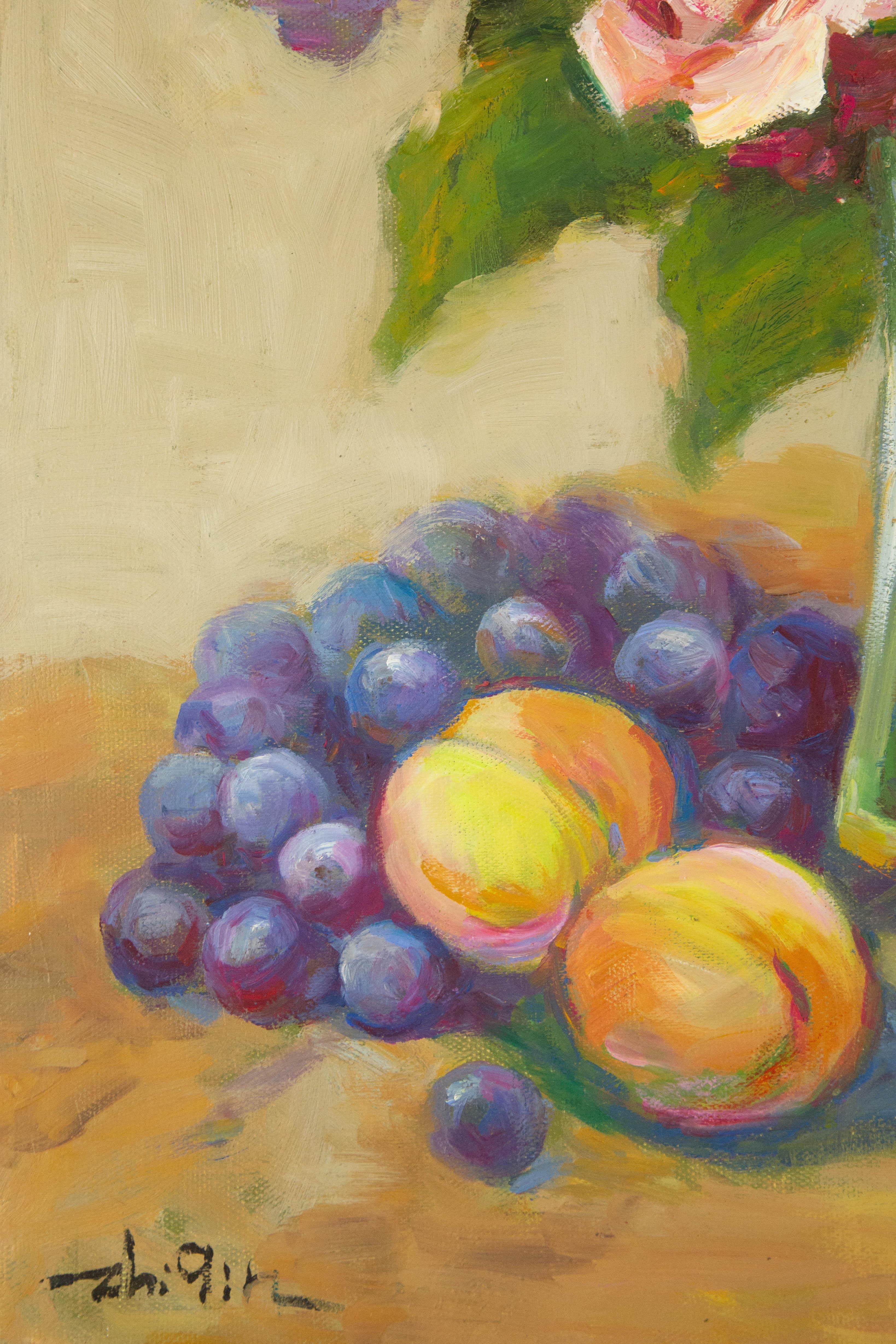 Zhiqin Yu Still Life Original Oil On Canvas 