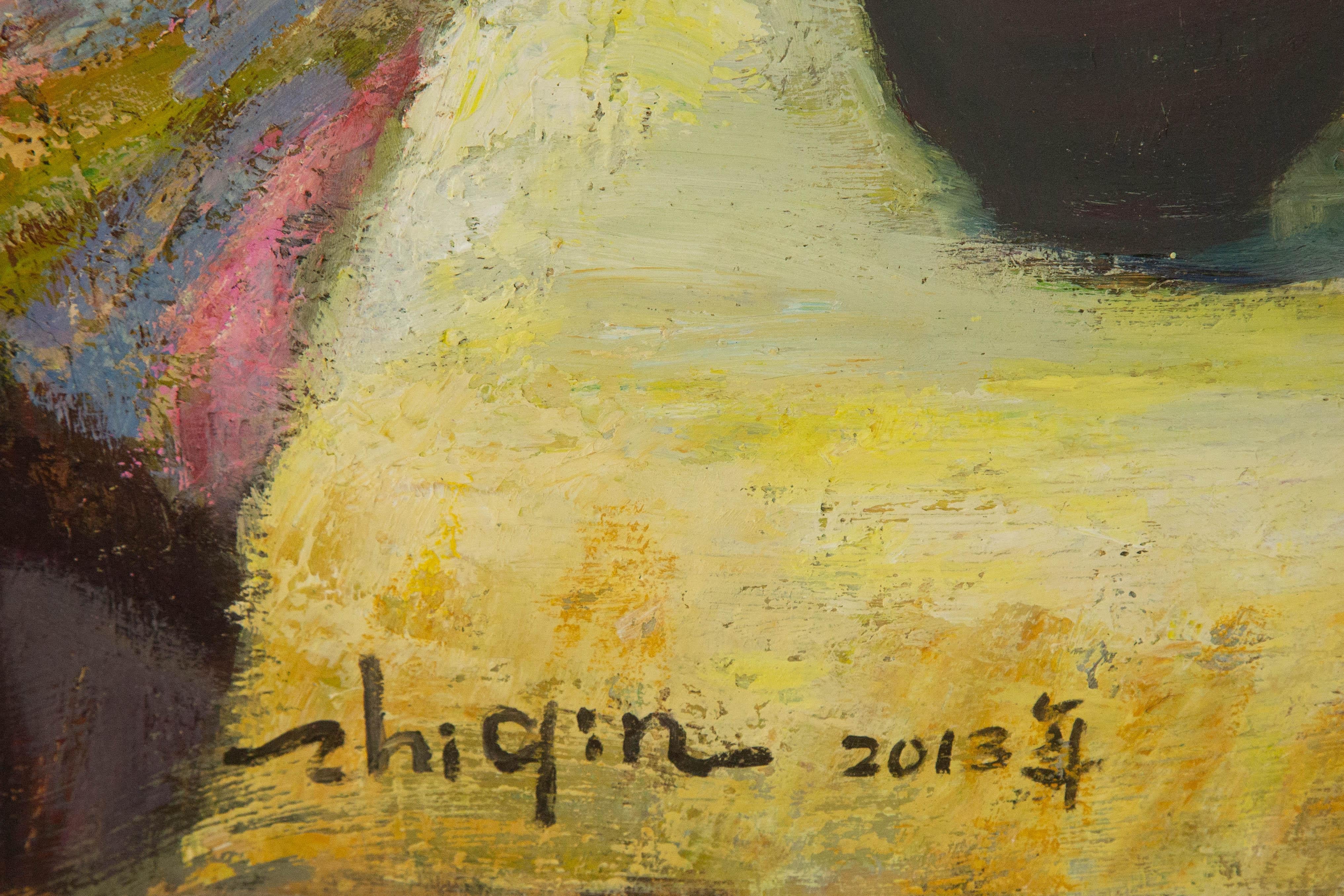Zhiqin Yu Stillleben Original Ölgemälde auf Leinwand „Der Duft einer Blume“ im Angebot 7