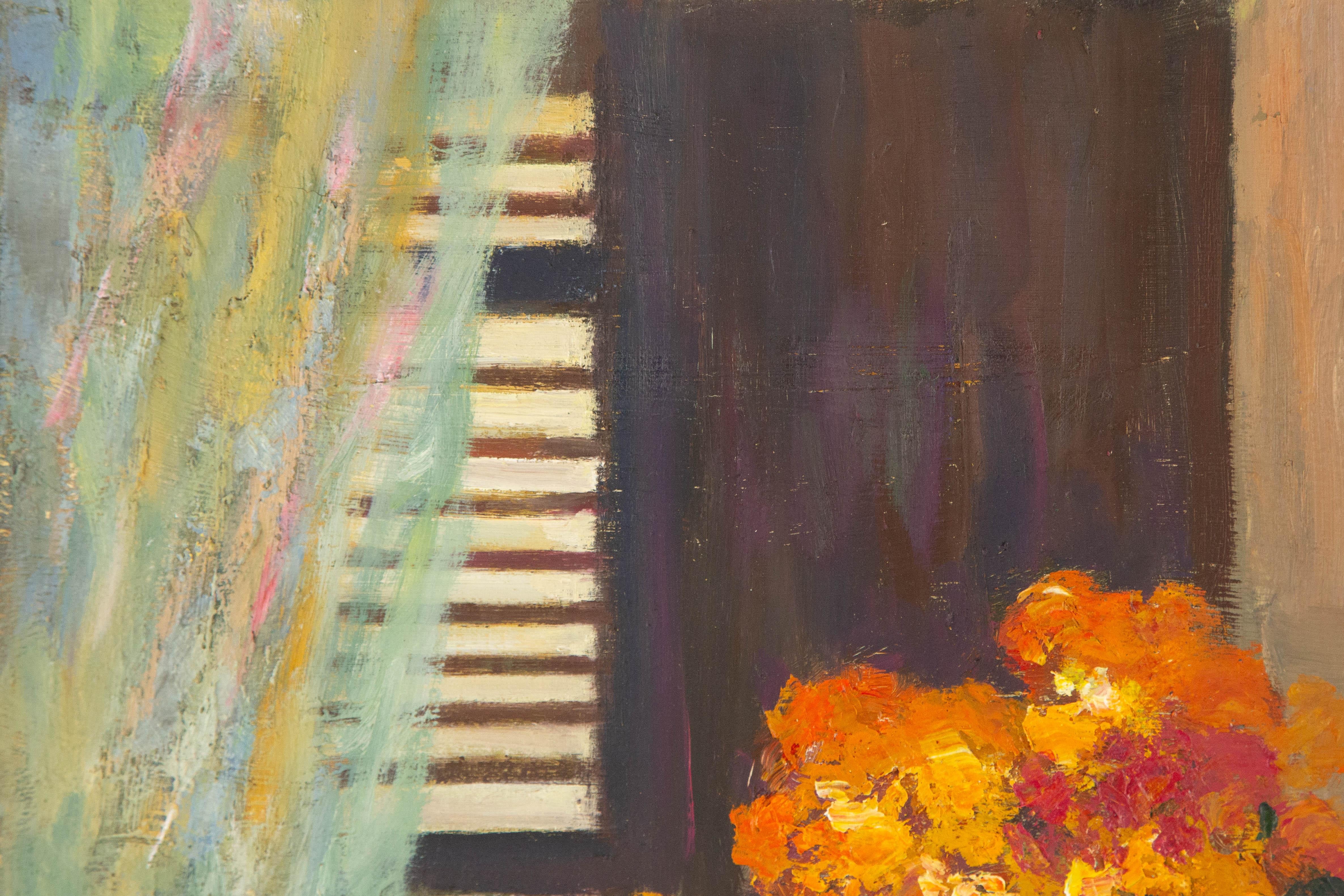 Zhiqin Yu Stillleben Original Ölgemälde auf Leinwand „Der Duft einer Blume“ (Braun), Still-Life Painting, von ZhiQin Yu