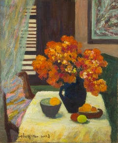 Zhiqin Yu Nature morte originale à l'huile sur toile "The Fragrance Of Flower" (Le parfum de la fleur)