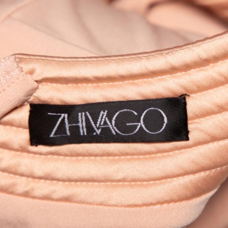 Zhivago Beige Knit Draped Faux Wrap Eye Of Horus Midi Dress M For Sale 2